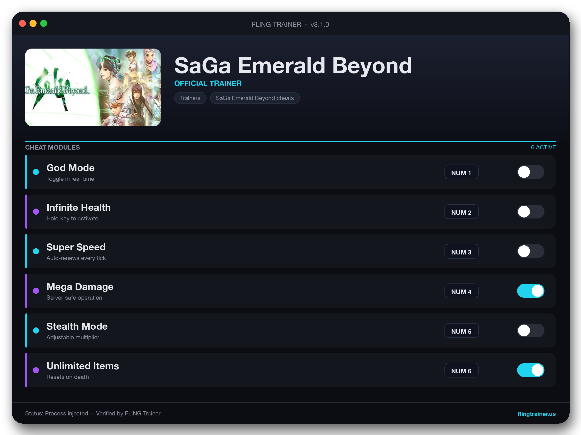 SaGa Emerald Beyond Trainer interface