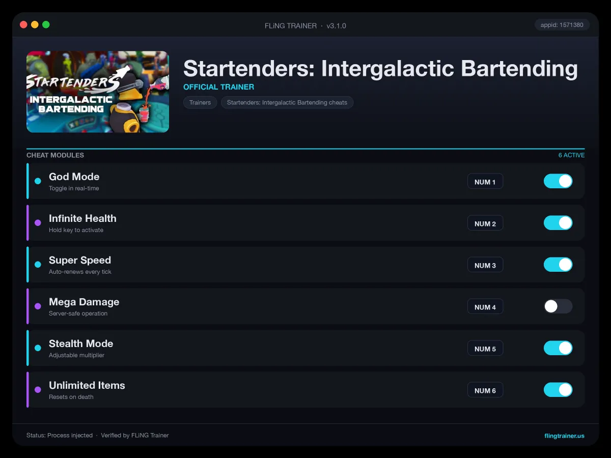 Startenders: Intergalactic Bartending Trainer interface