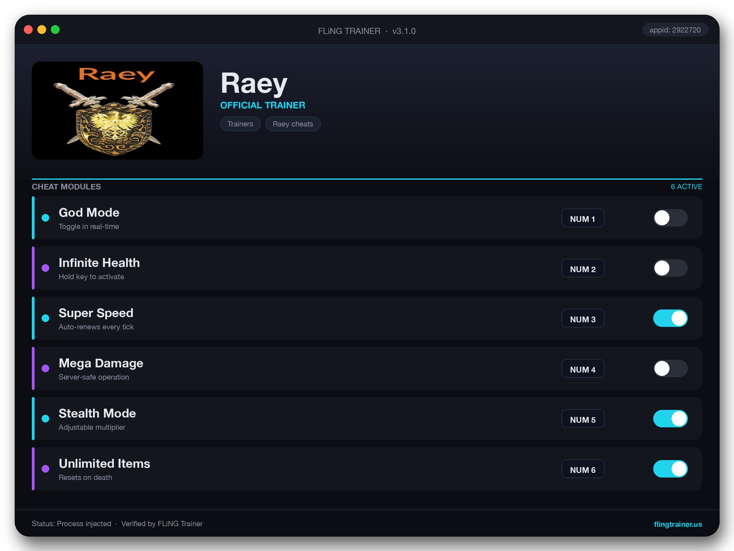 Raey Trainer interface
