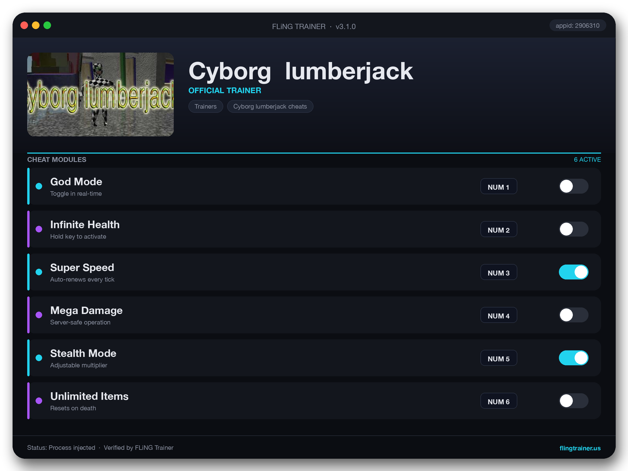 Cyborg  lumberjack Trainer interface
