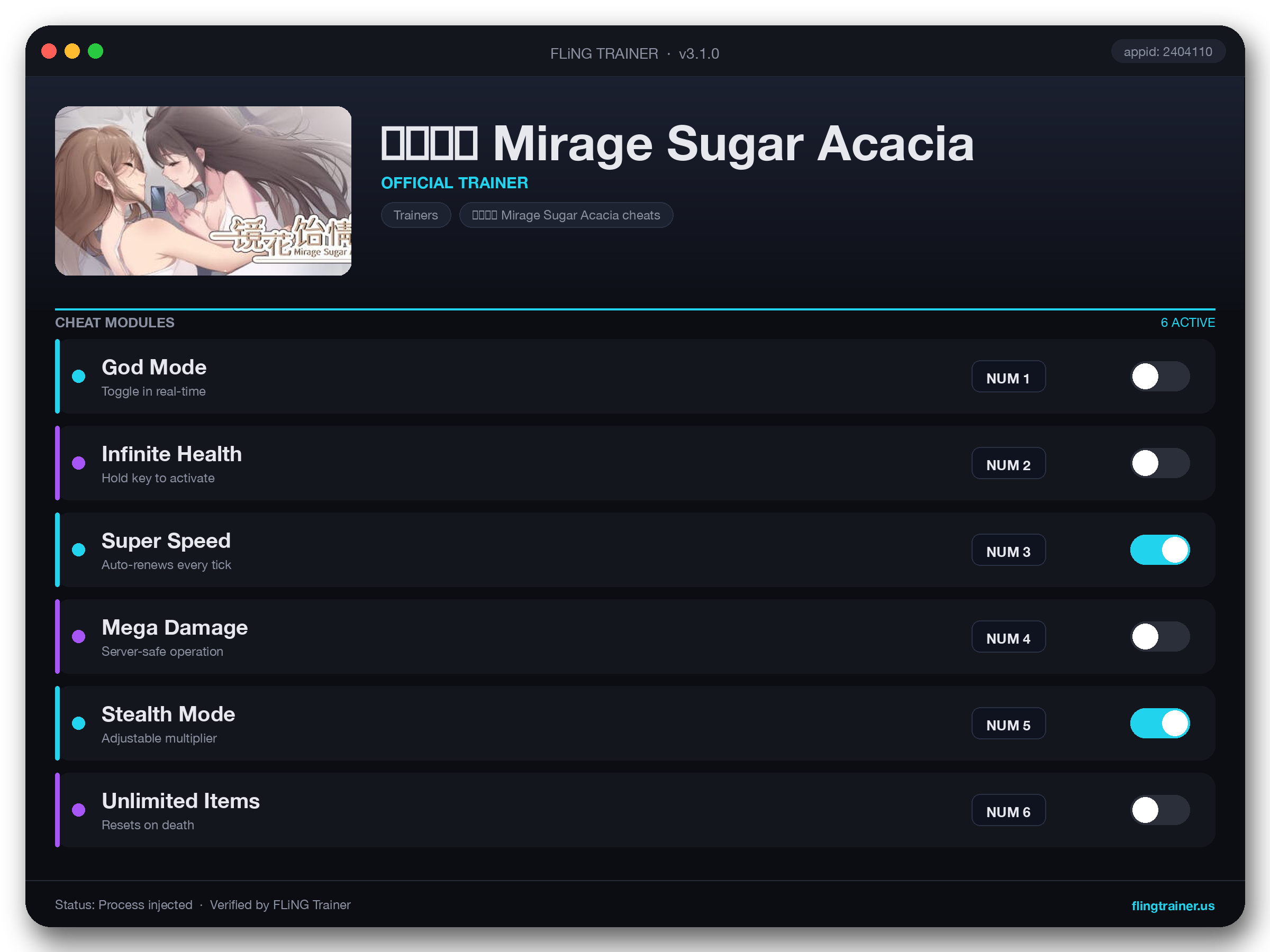 镜花饴情 Mirage Sugar Acacia Trainer interface
