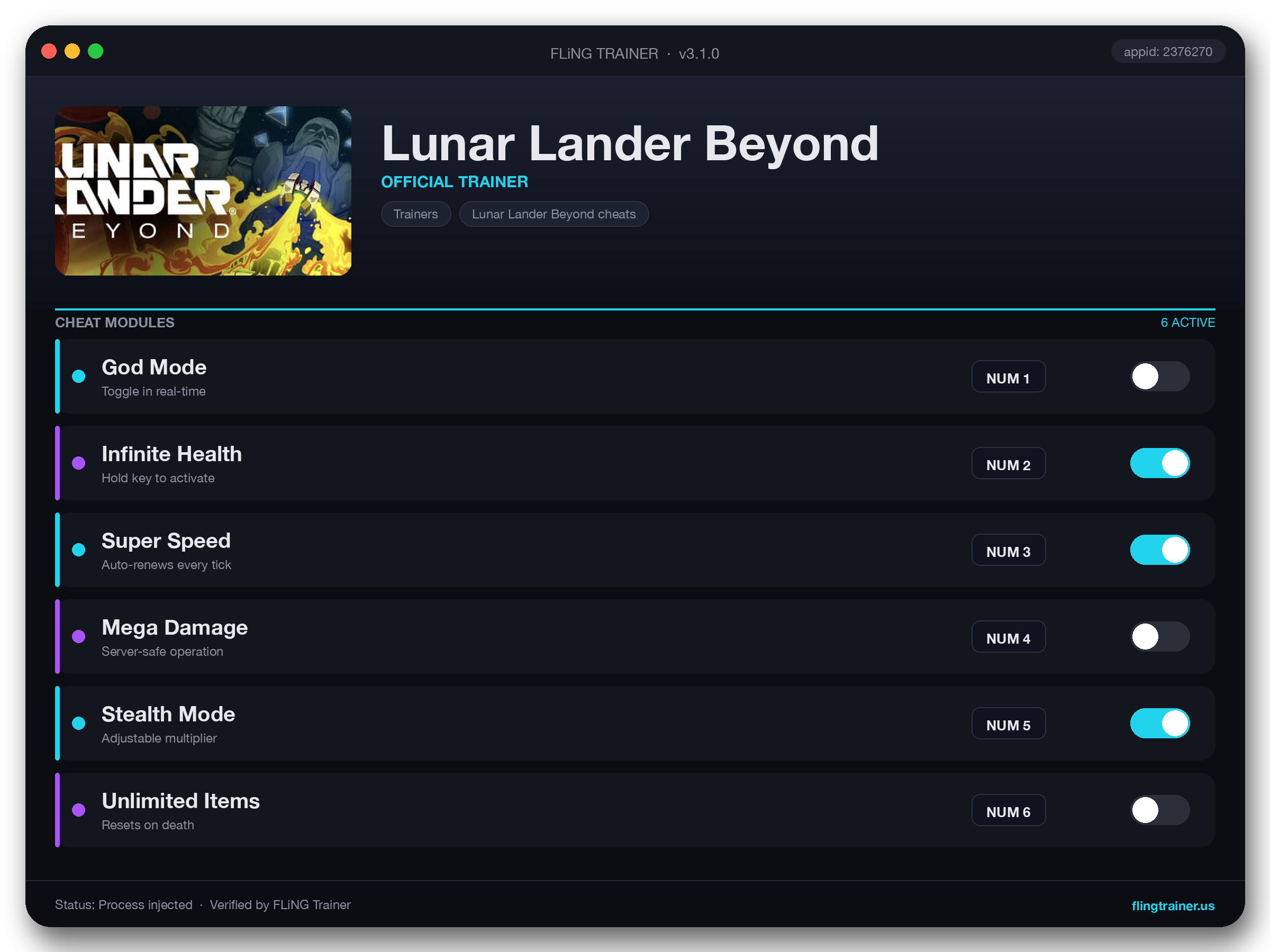 Lunar Lander Beyond Trainer interface