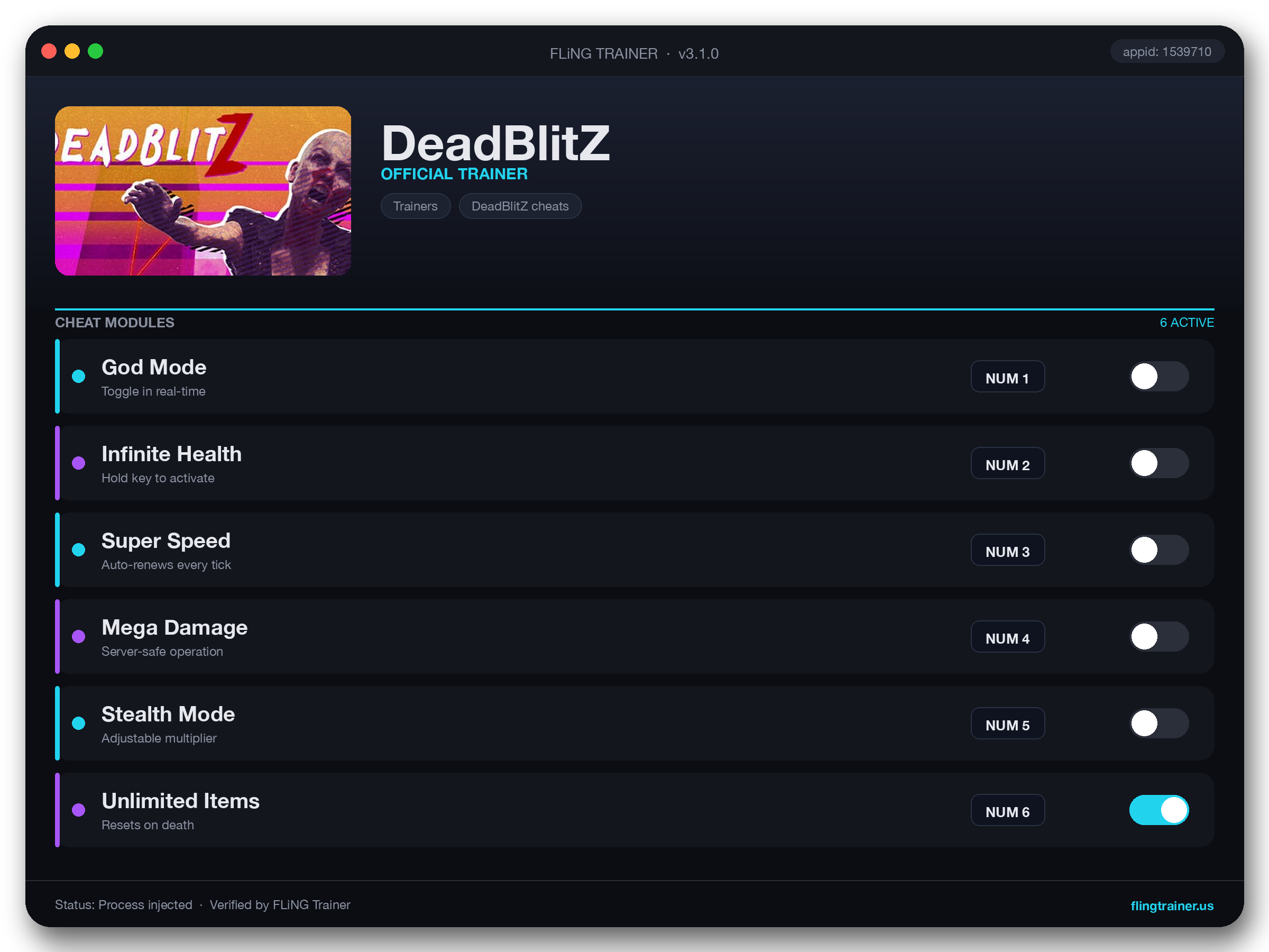 DeadBlitZ Trainer interface