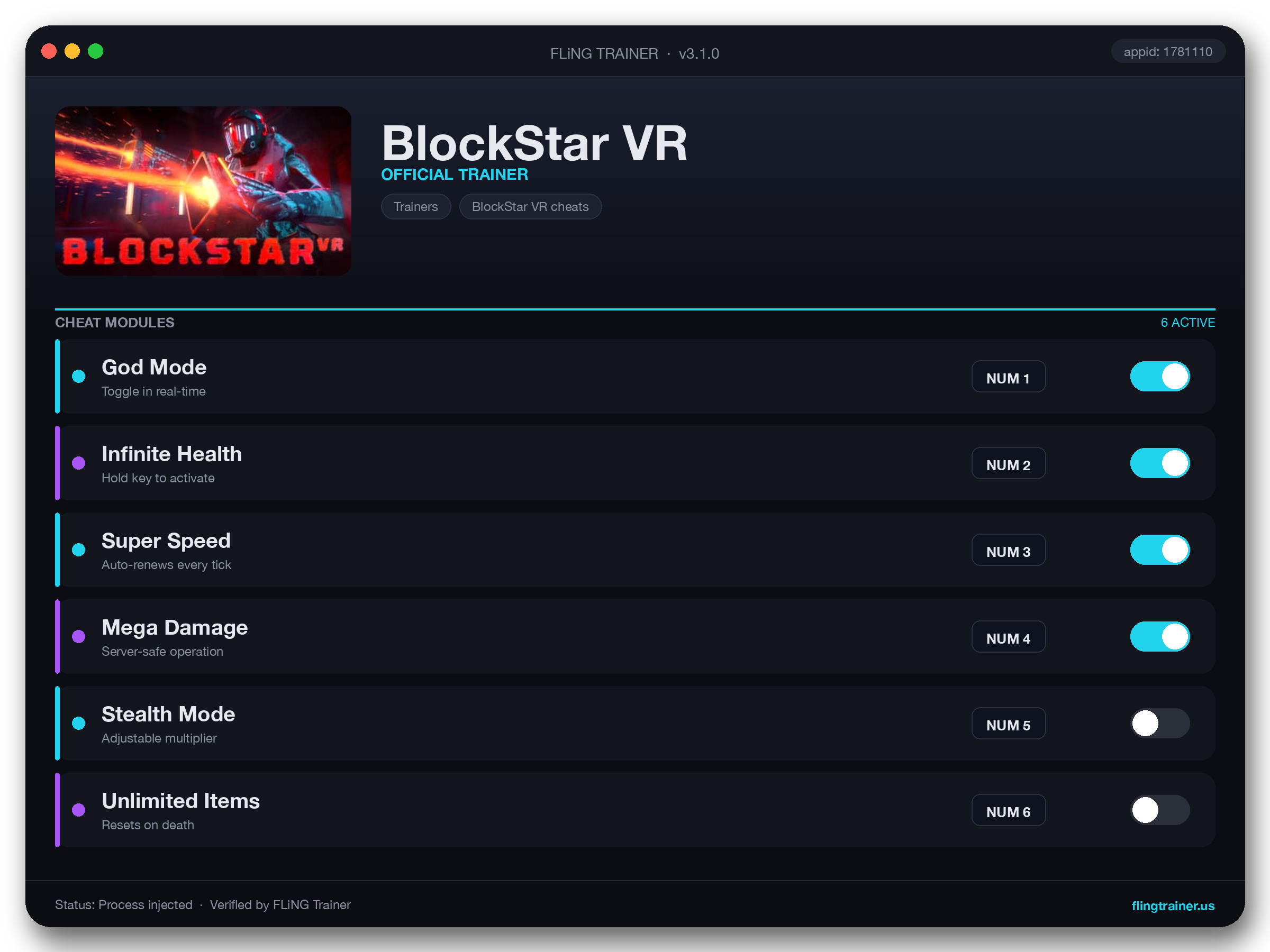 BlockStar VR Trainer interface