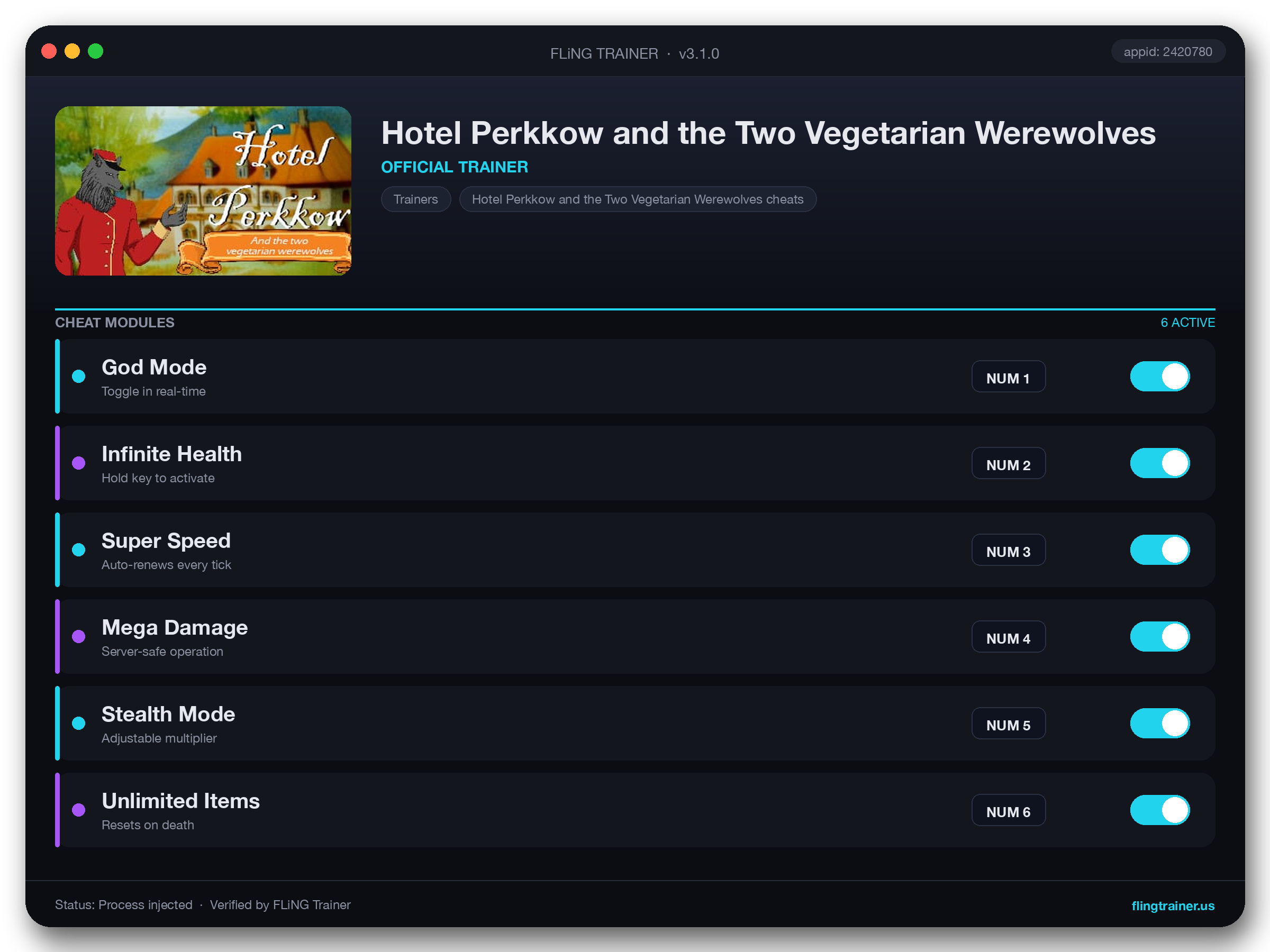 Hotel Perkkow and the Two Vegetarian Werewolves Trainer interface