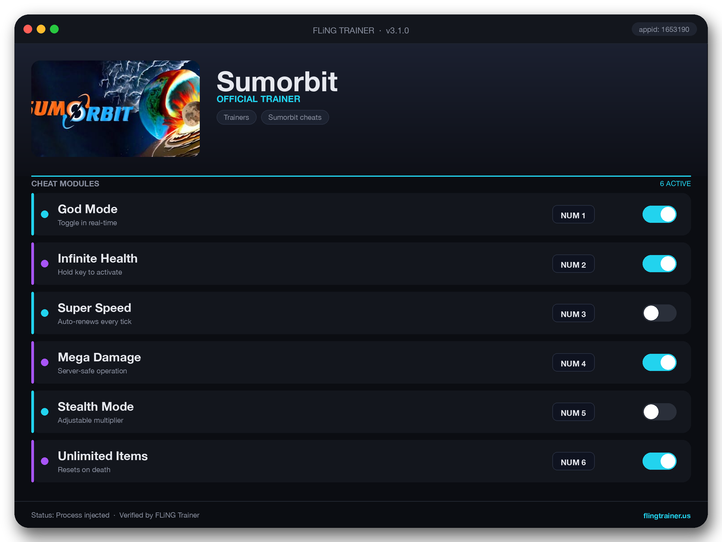 Sumorbit Trainer interface