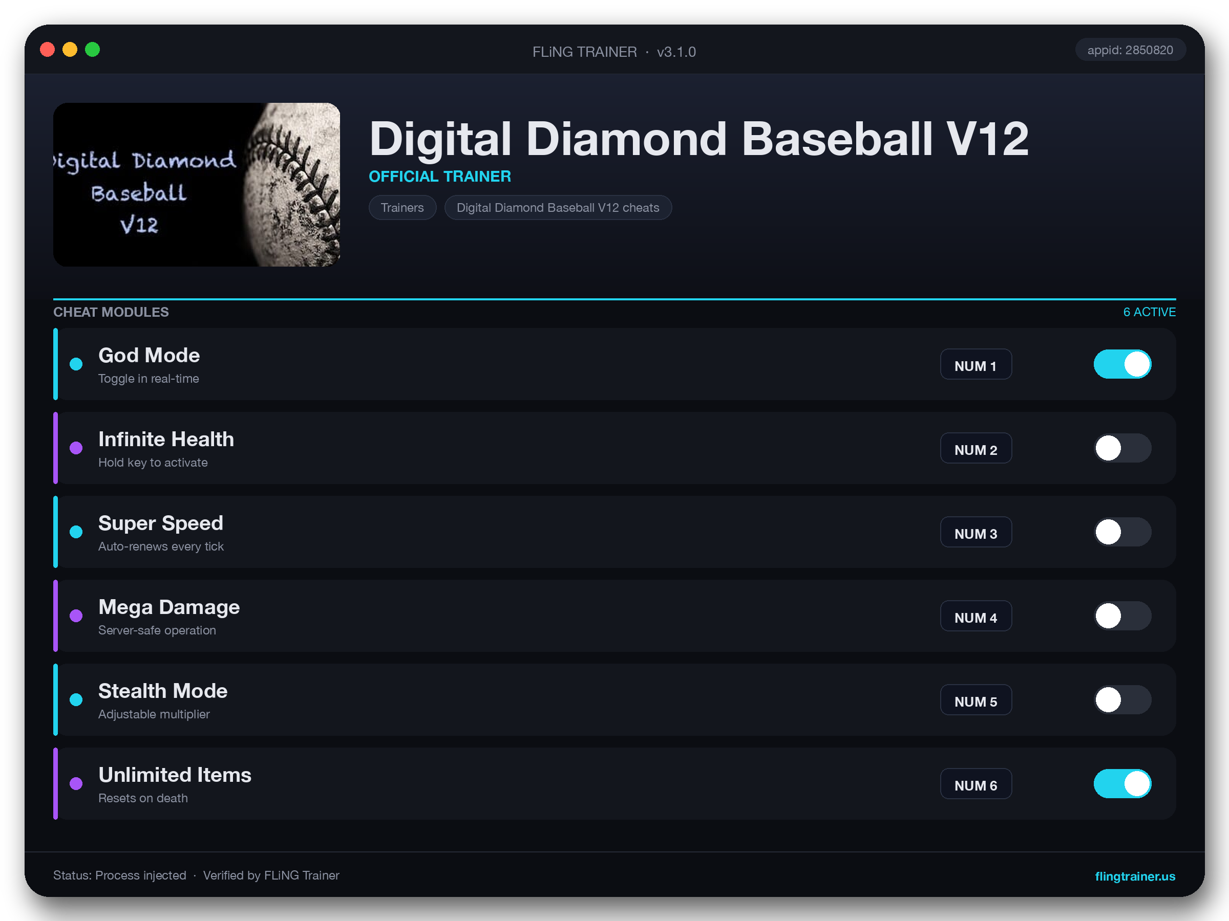 Digital Diamond Baseball V12 Trainer interface
