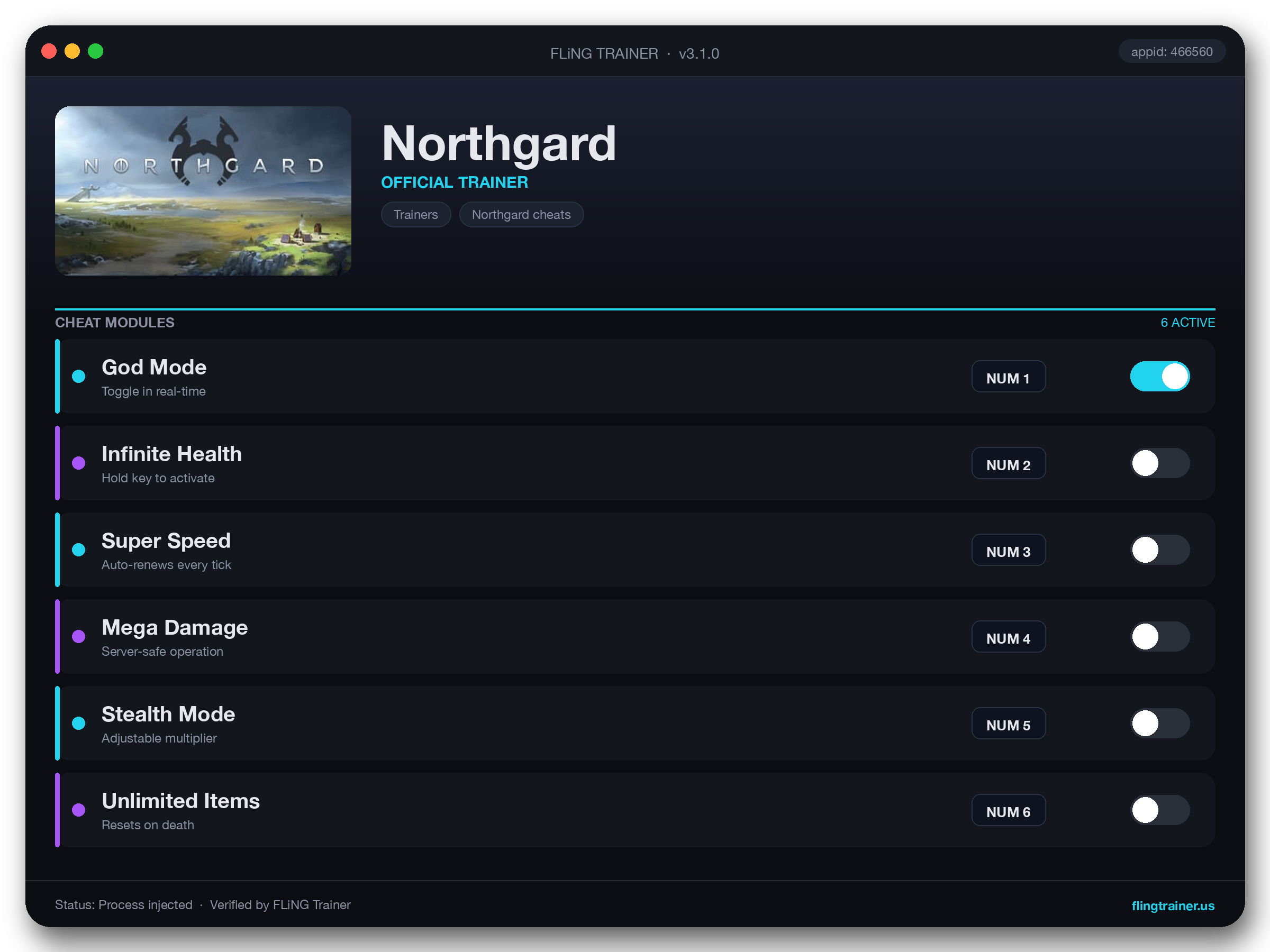Northgard Trainer interface