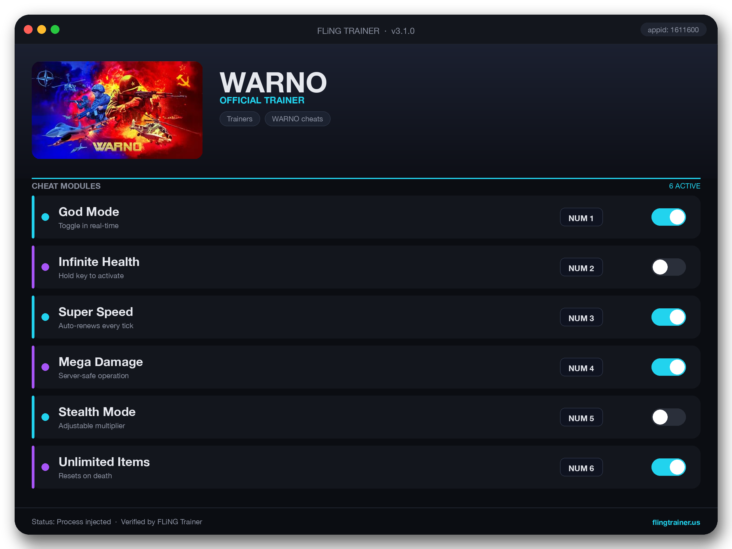 WARNO Trainer interface