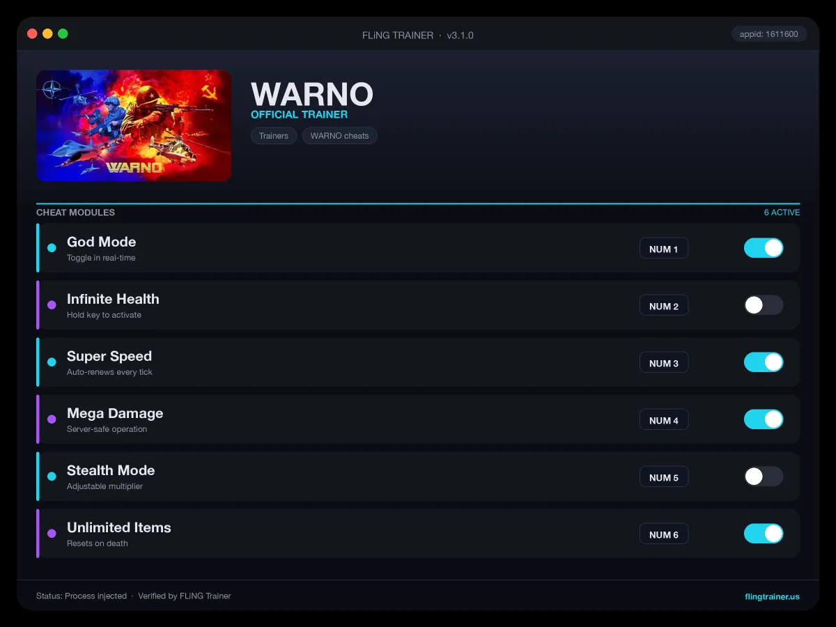 WARNO Trainer interface