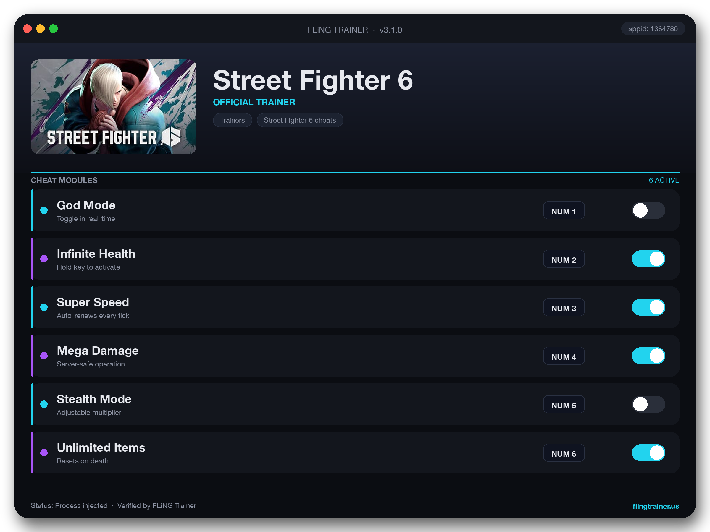 Street Fighter 6 Trainer interface