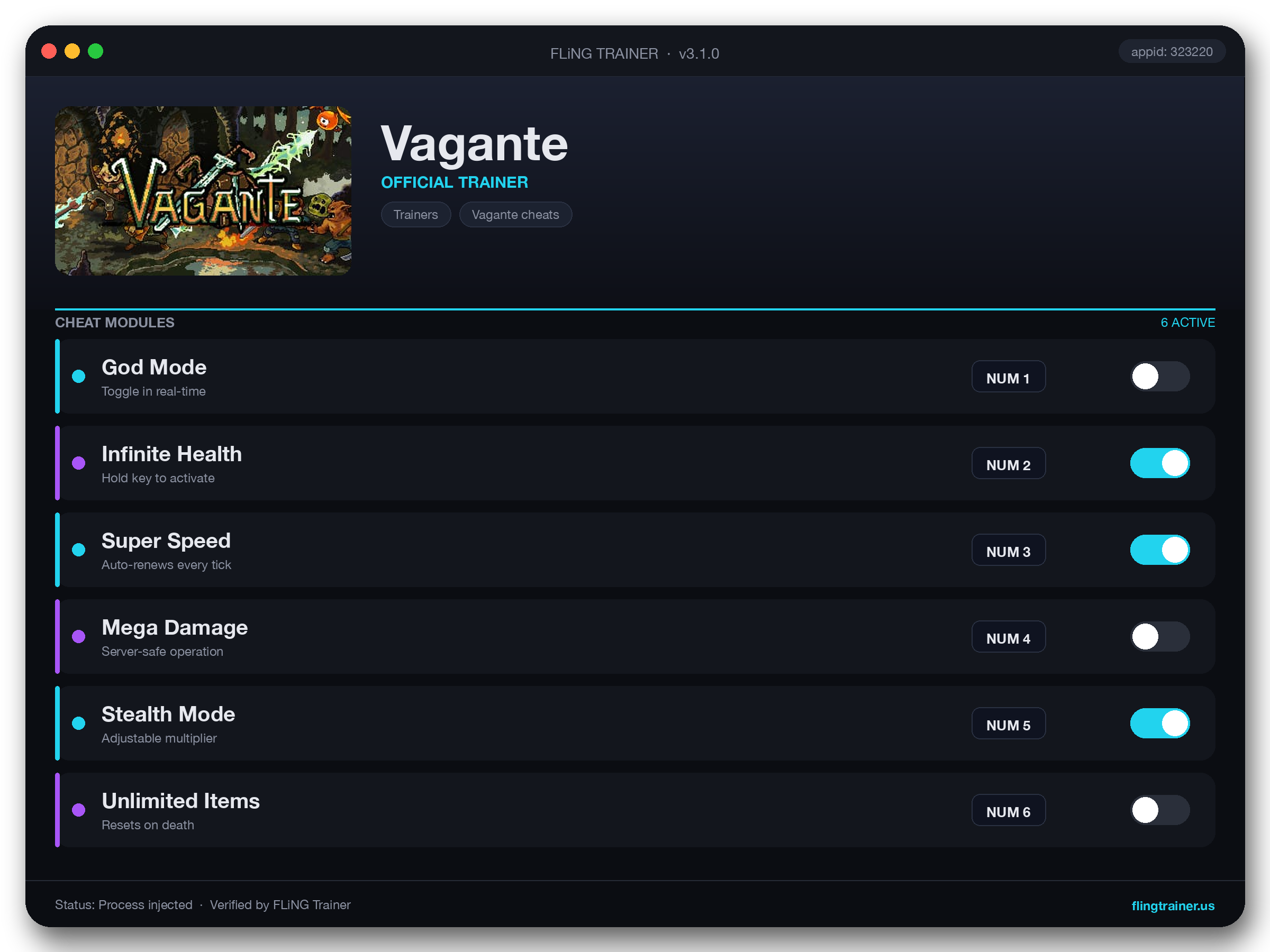 Vagante Trainer interface