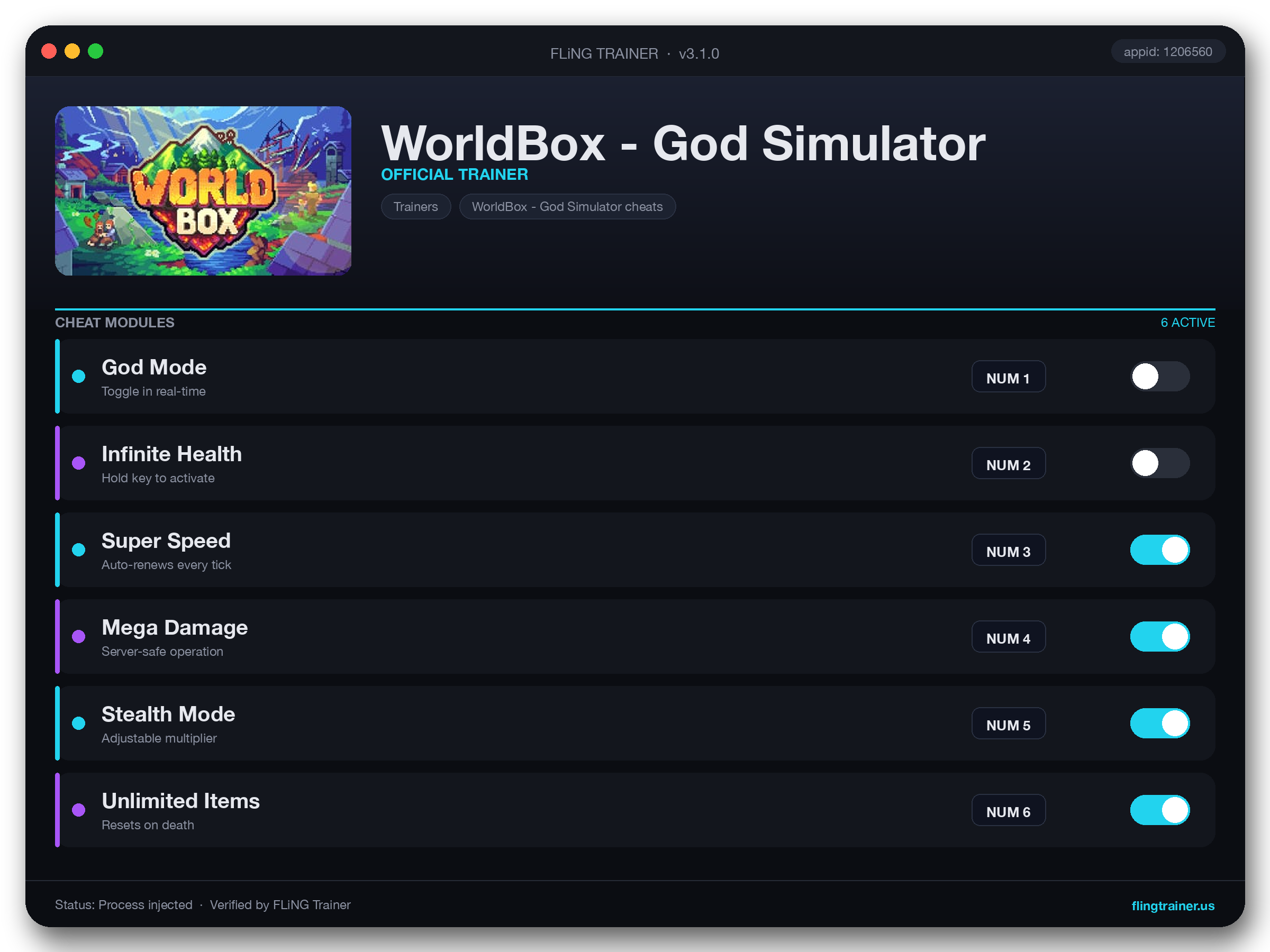 WorldBox - God Simulator Trainer interface