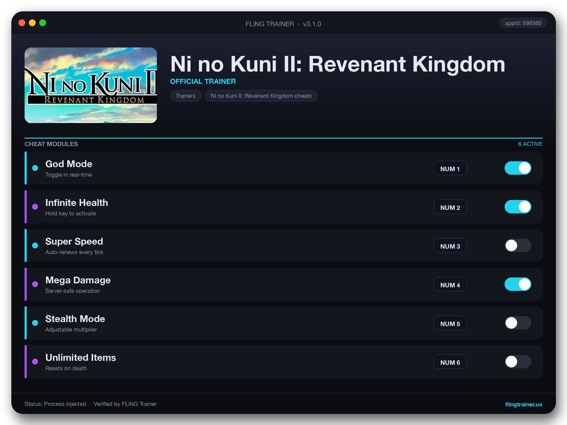 Ni no Kuni II: Revenant Kingdom Trainer interface