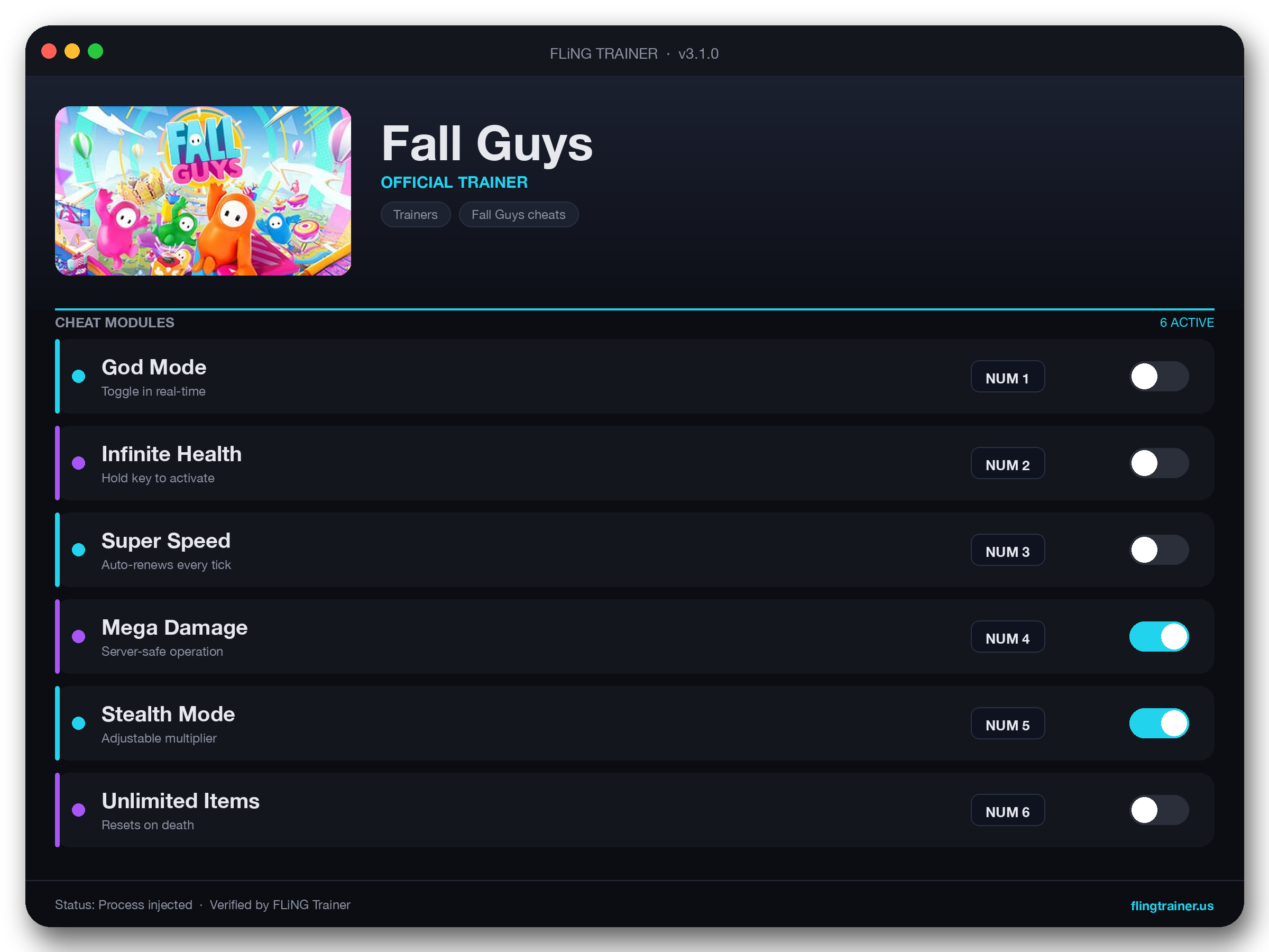 Fall Guys Trainer interface