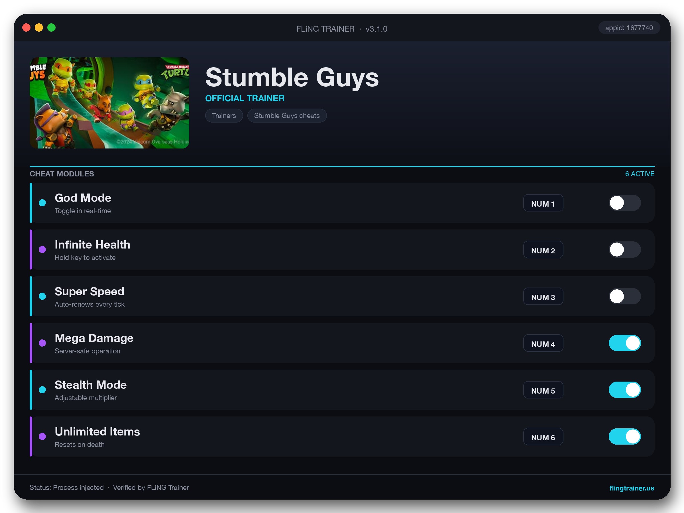 Stumble Guys Trainer interface