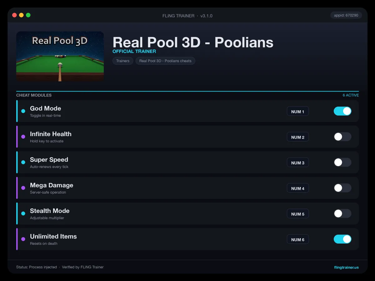 Real Pool 3D - Poolians Trainer interface