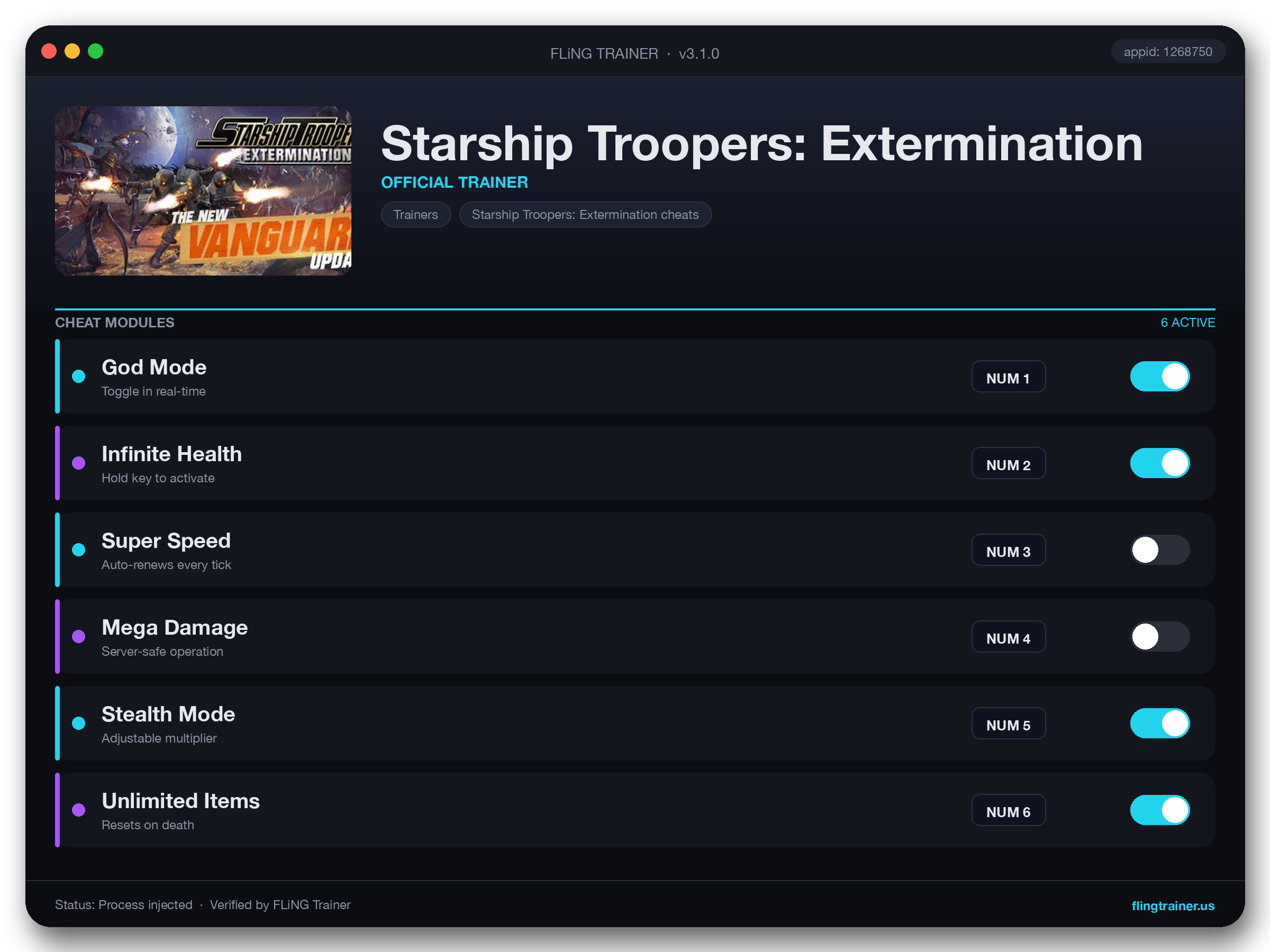 Starship Troopers: Extermination Trainer interface