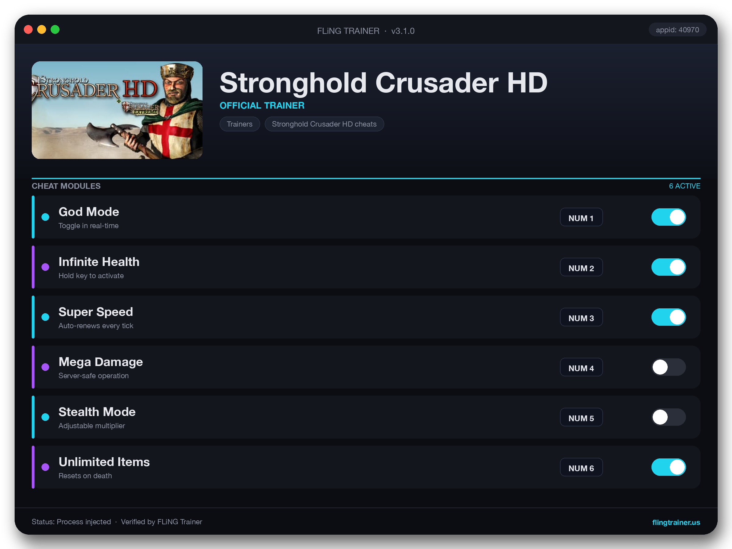 Stronghold Crusader HD Trainer interface