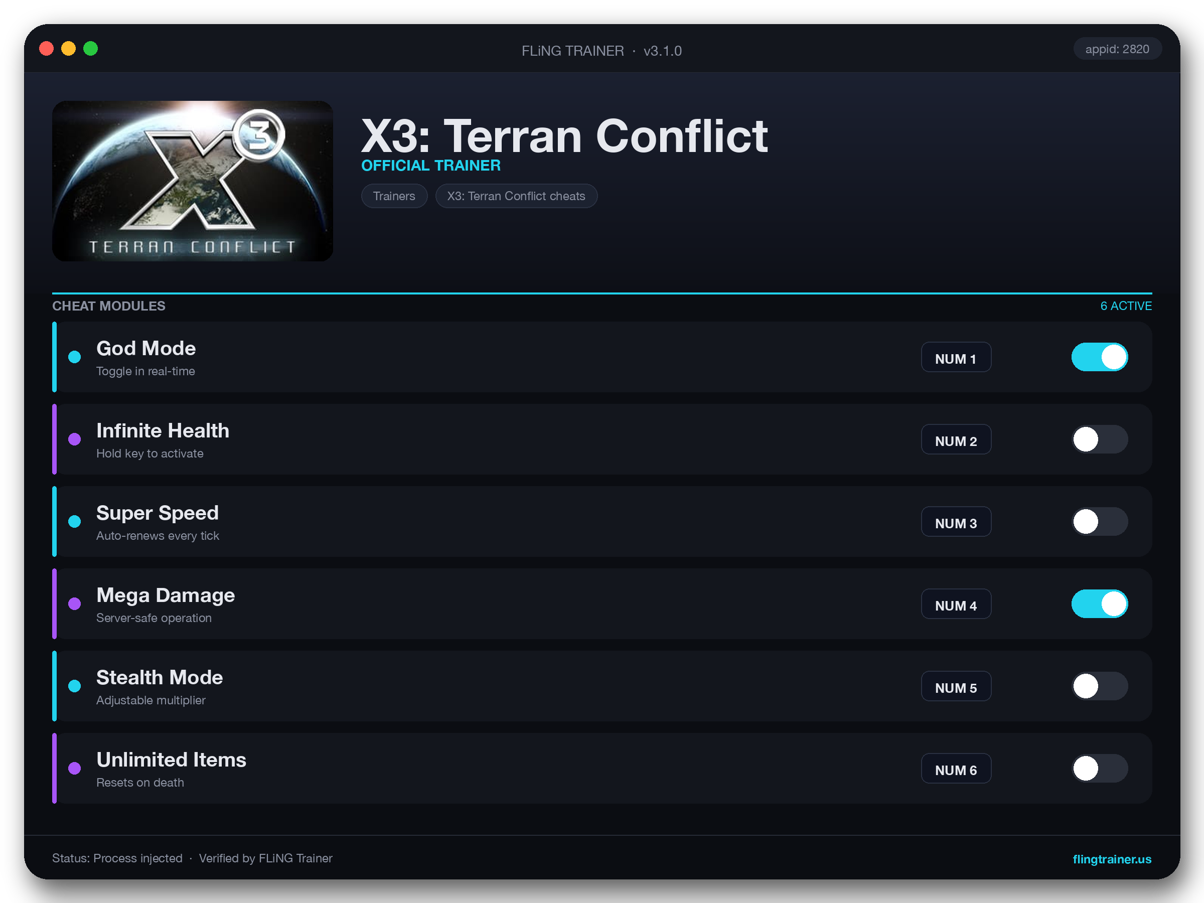 X3: Terran Conflict Trainer interface