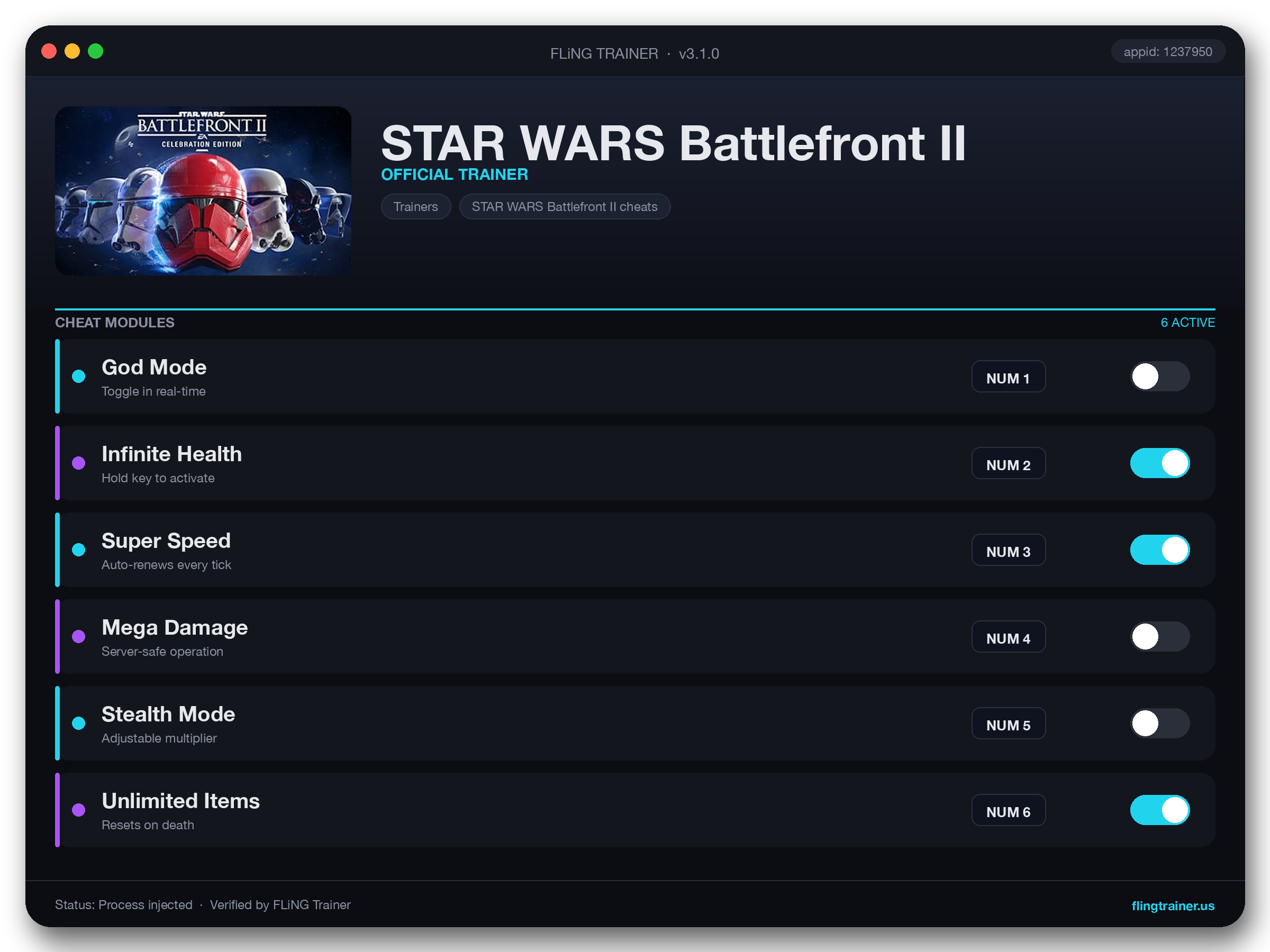 STAR WARS Battlefront II Trainer interface
