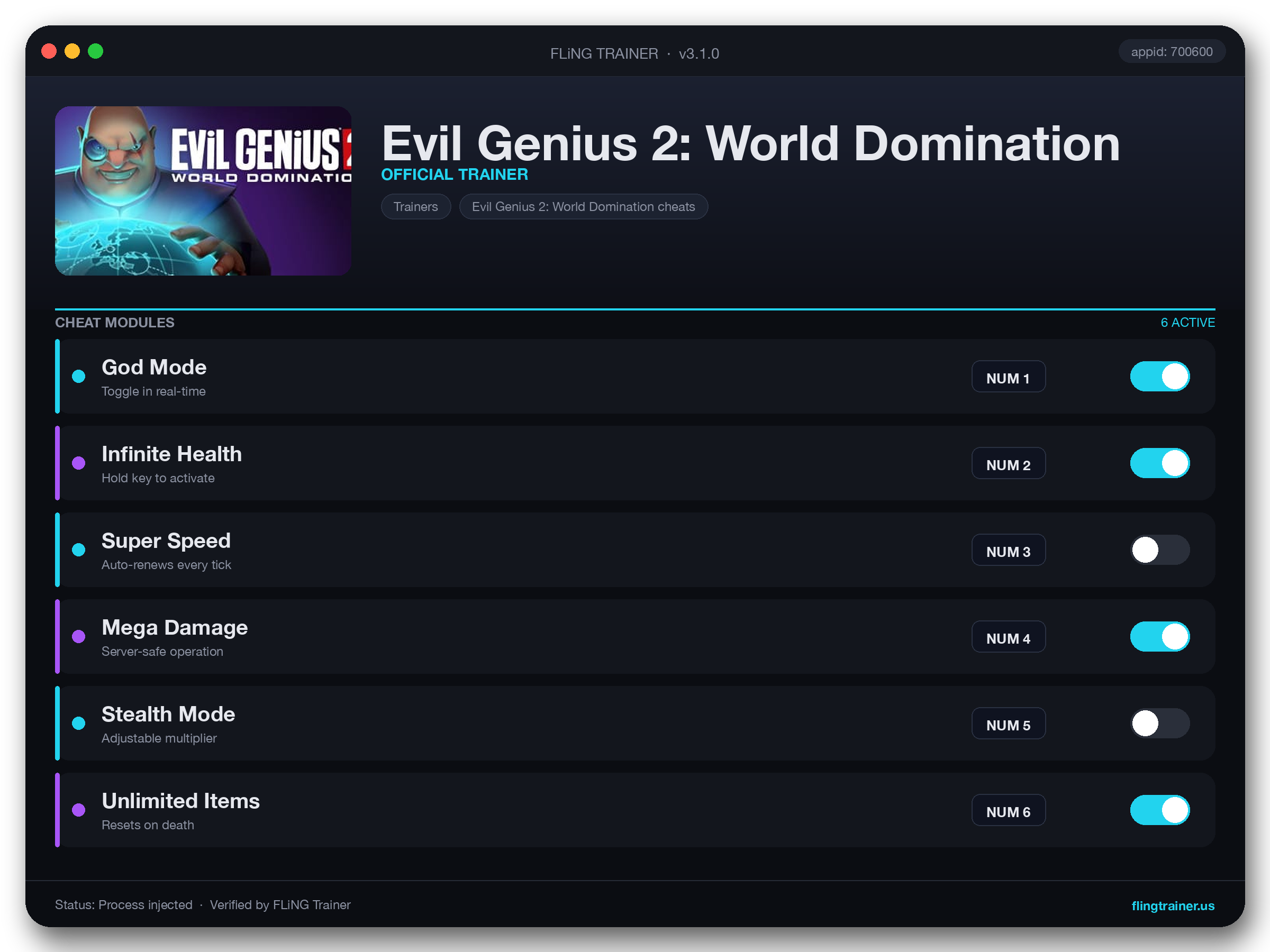 Evil Genius 2: World Domination Trainer interface