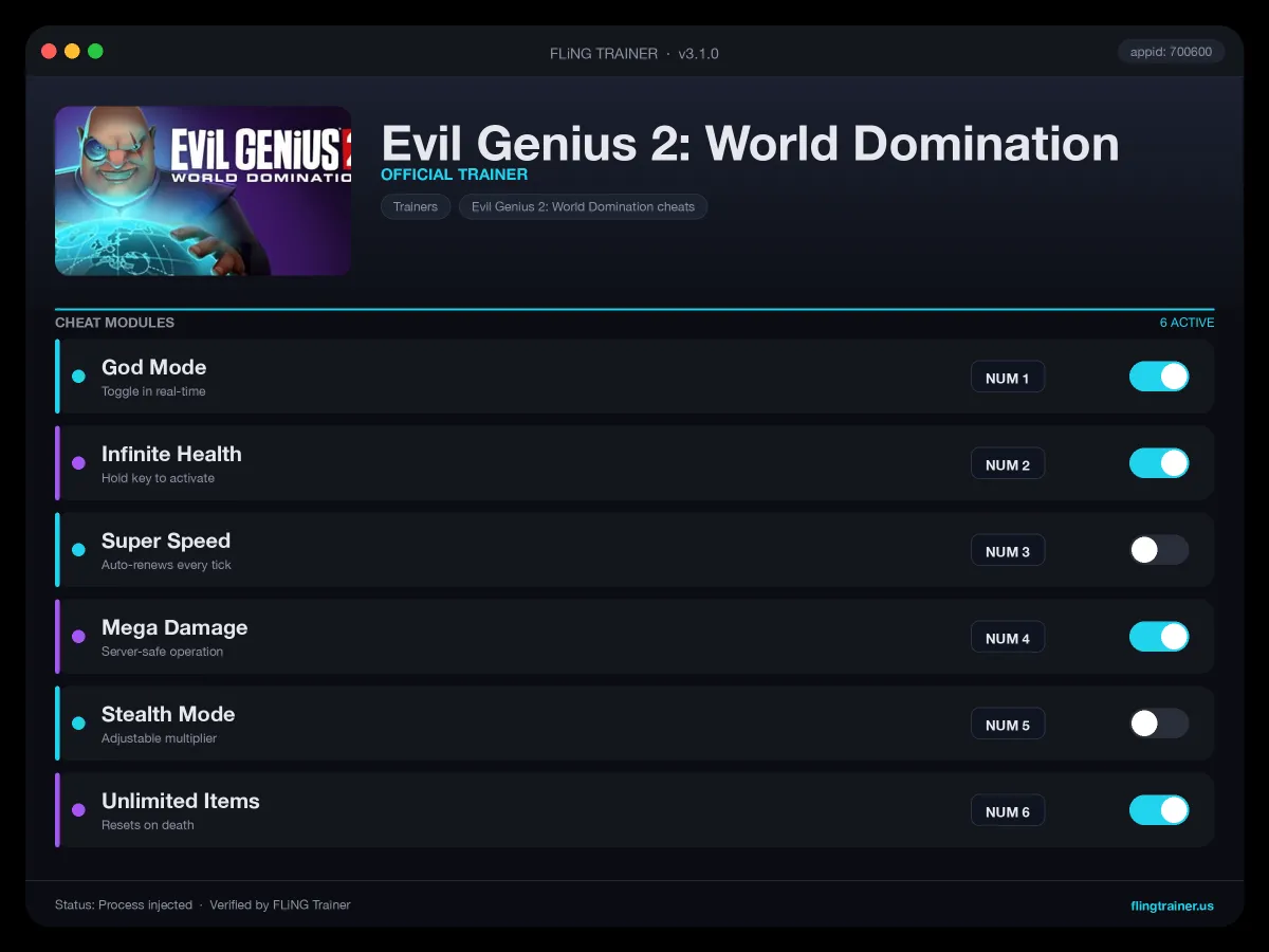 Evil Genius 2: World Domination Trainer interface