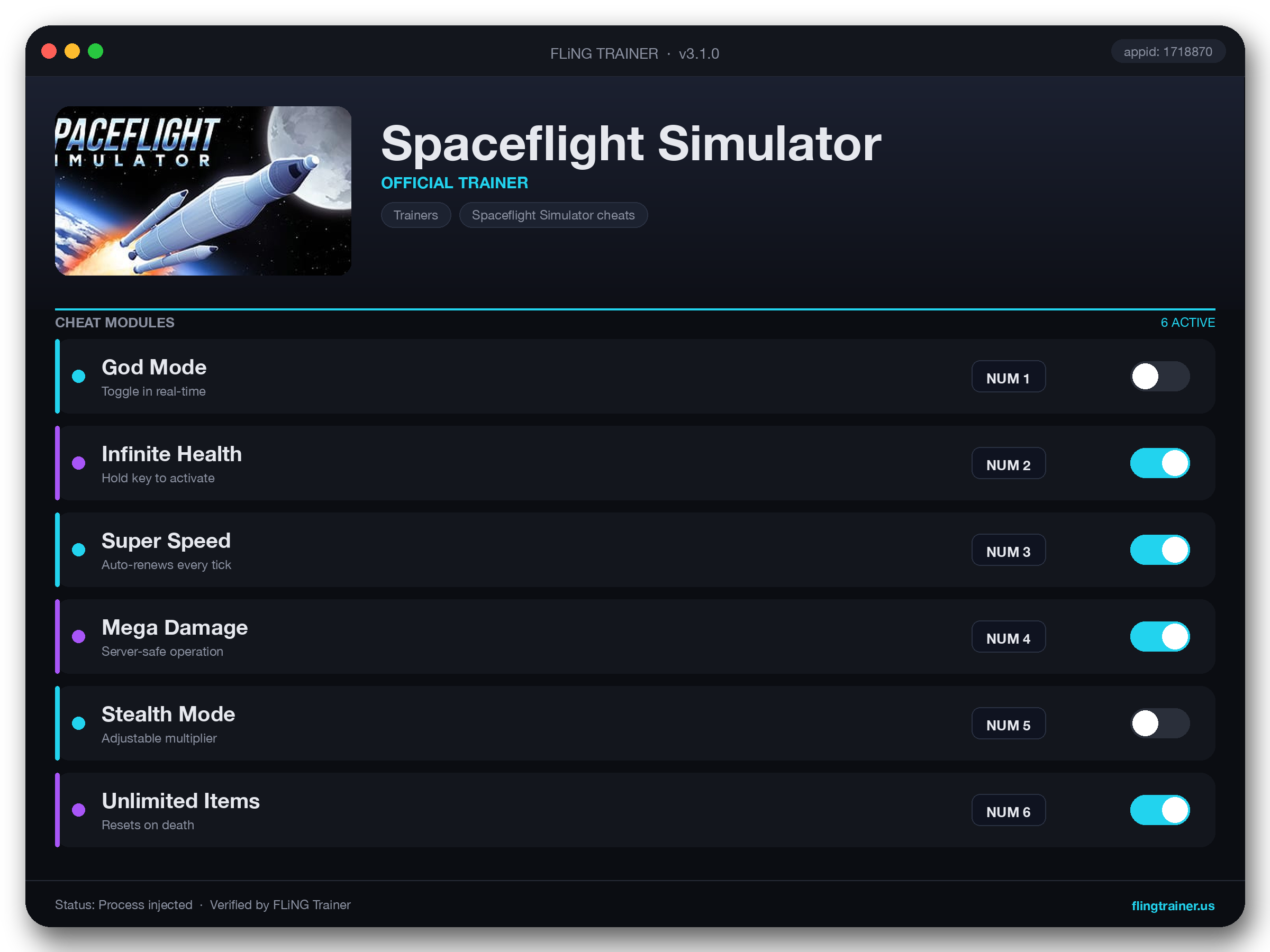 Spaceflight Simulator Trainer interface