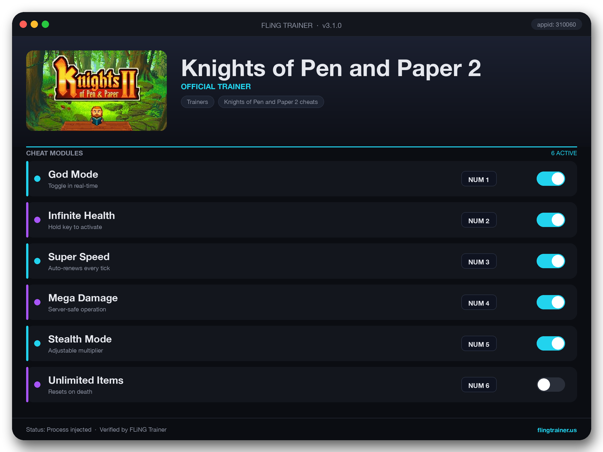 Knights of Pen and Paper 2 Trainer interface