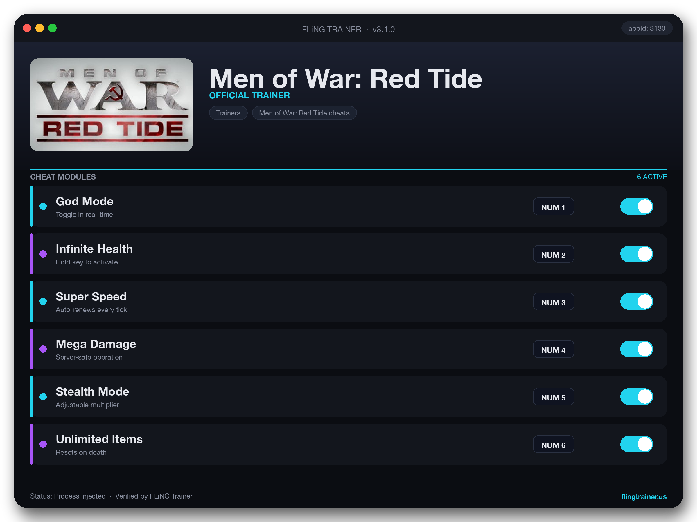Men of War: Red Tide Trainer interface
