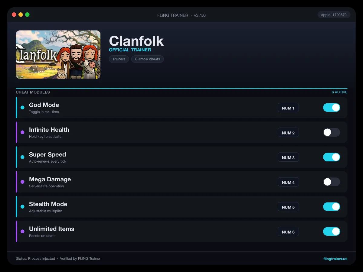 Clanfolk Trainer interface