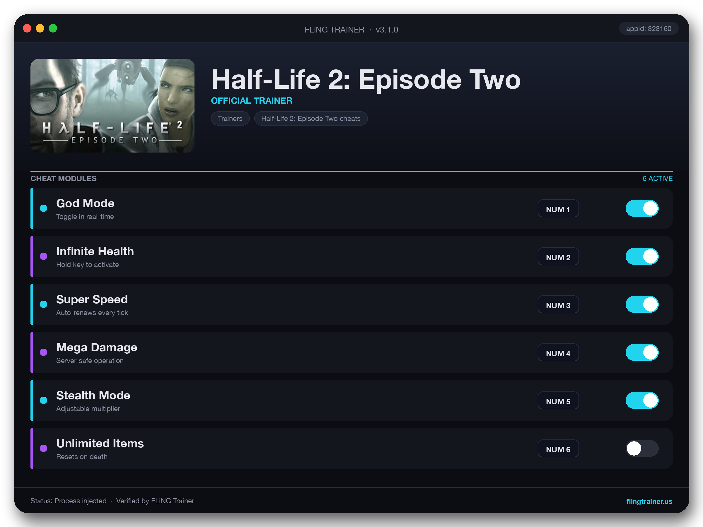 Half-Life 2: Episode Two Trainer interface