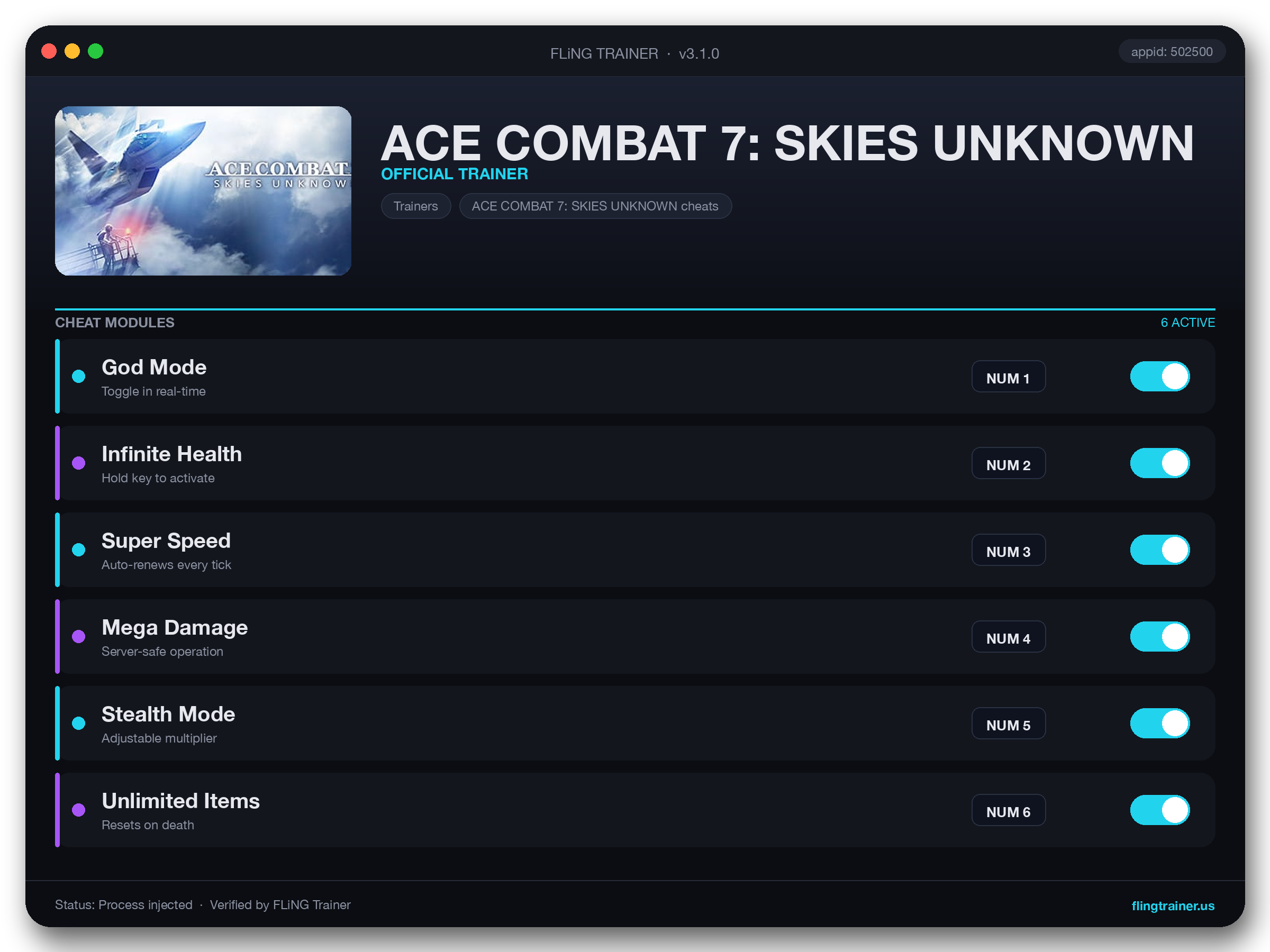 ACE COMBAT 7: SKIES UNKNOWN Trainer interface