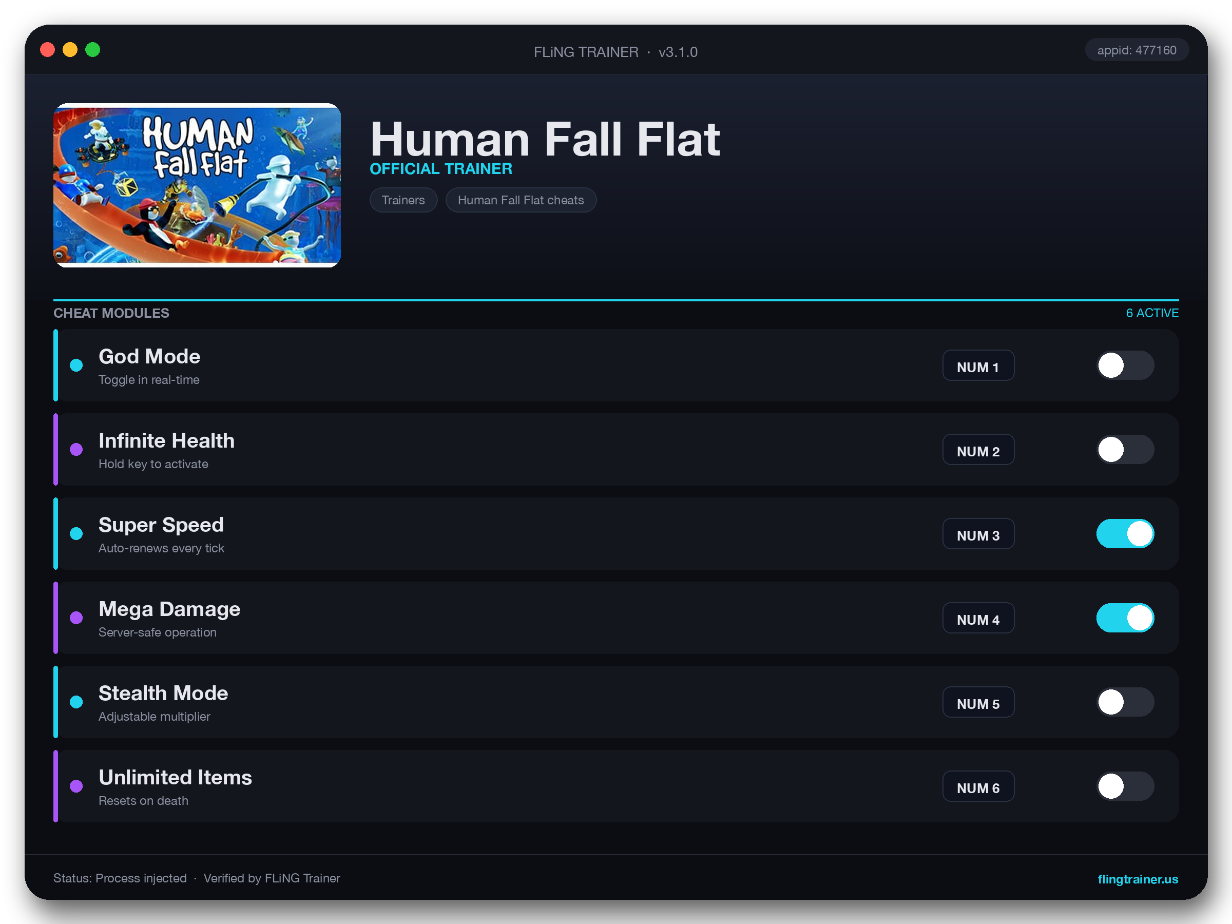 Human Fall Flat Trainer interface