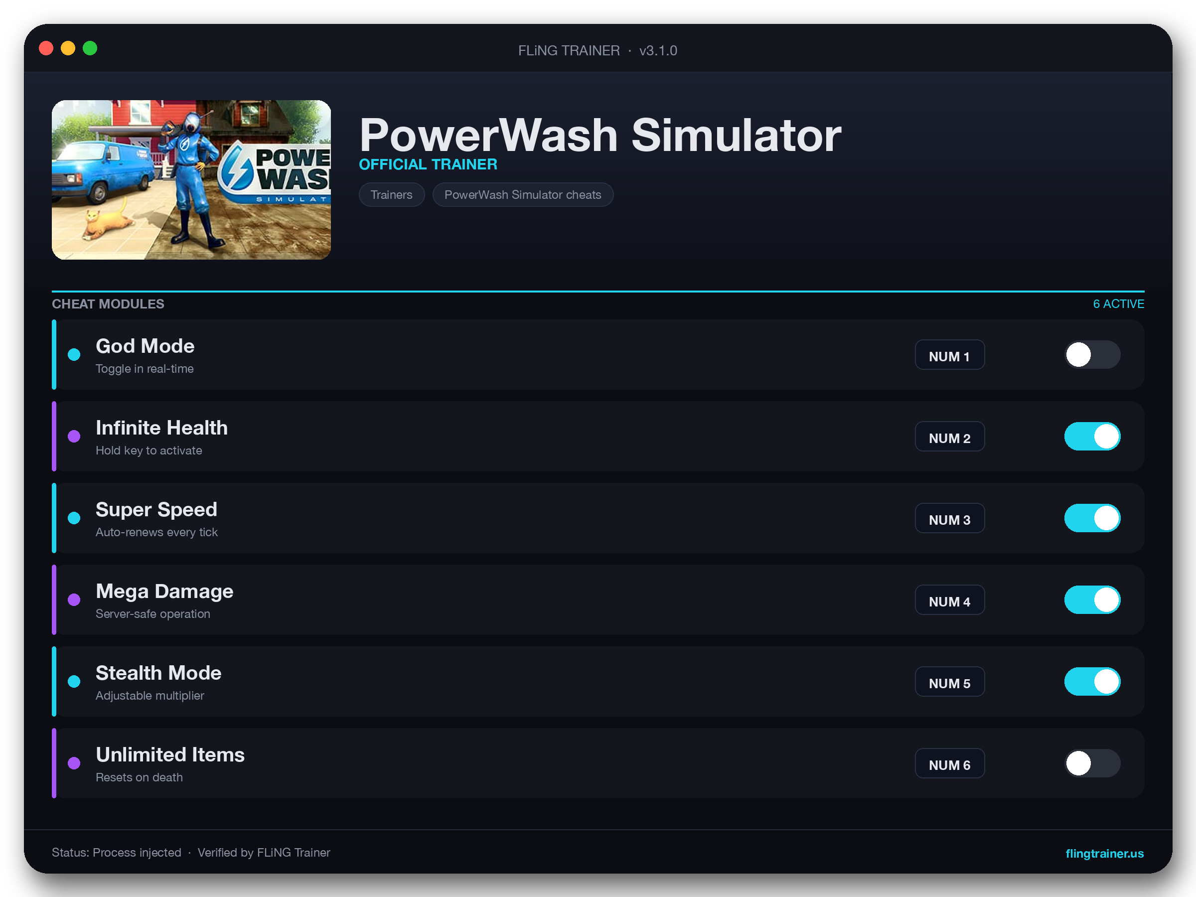 PowerWash Simulator Trainer interface