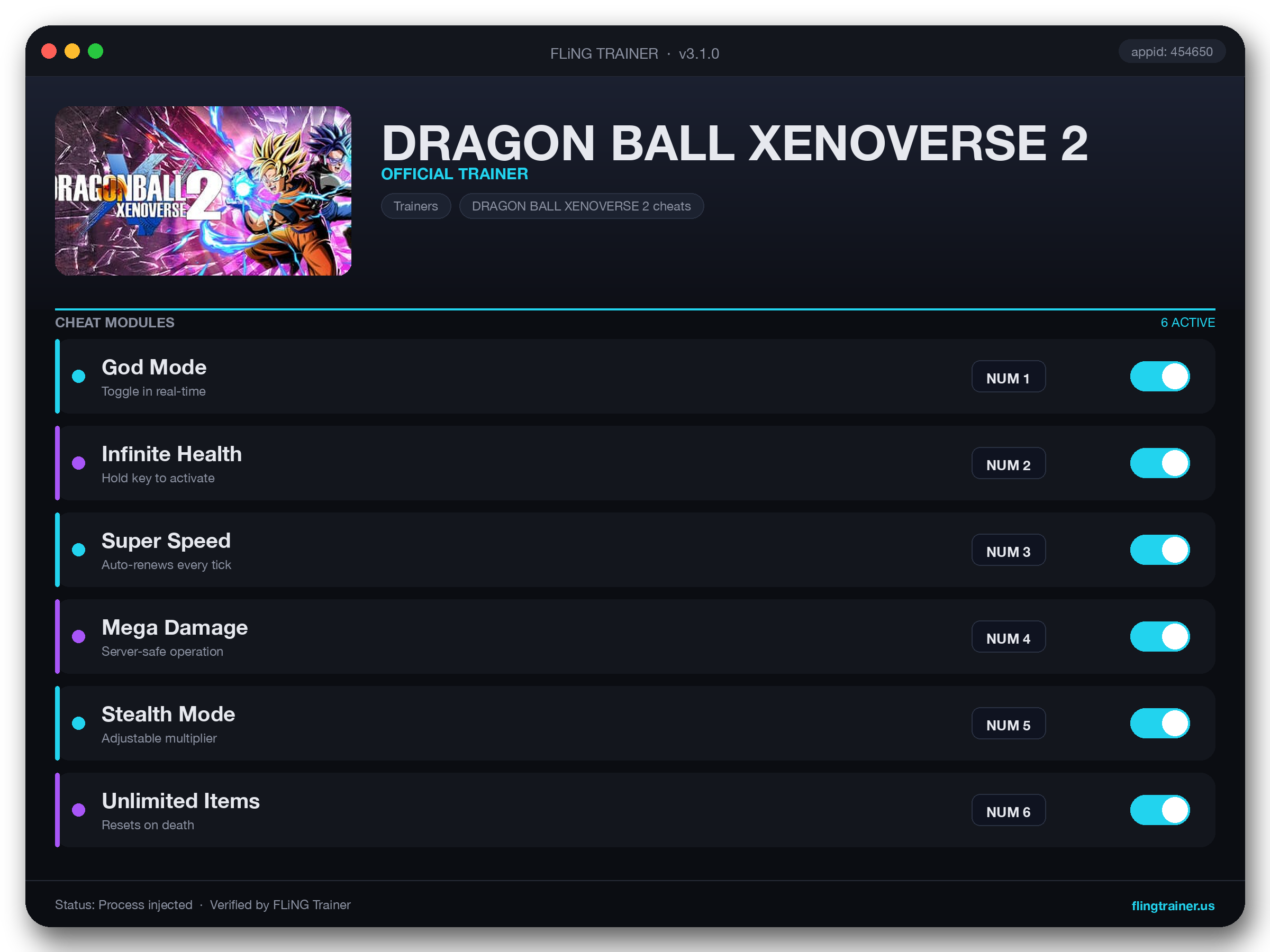 DRAGON BALL XENOVERSE 2 Trainer interface