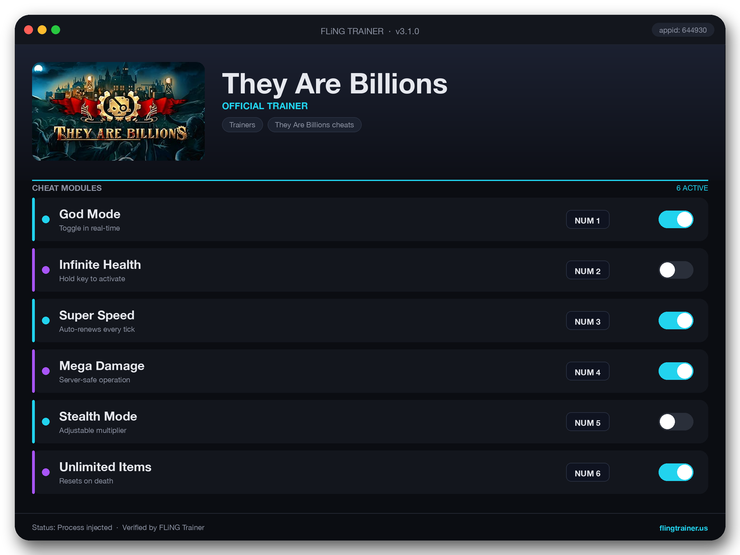 They Are Billions Trainer interface