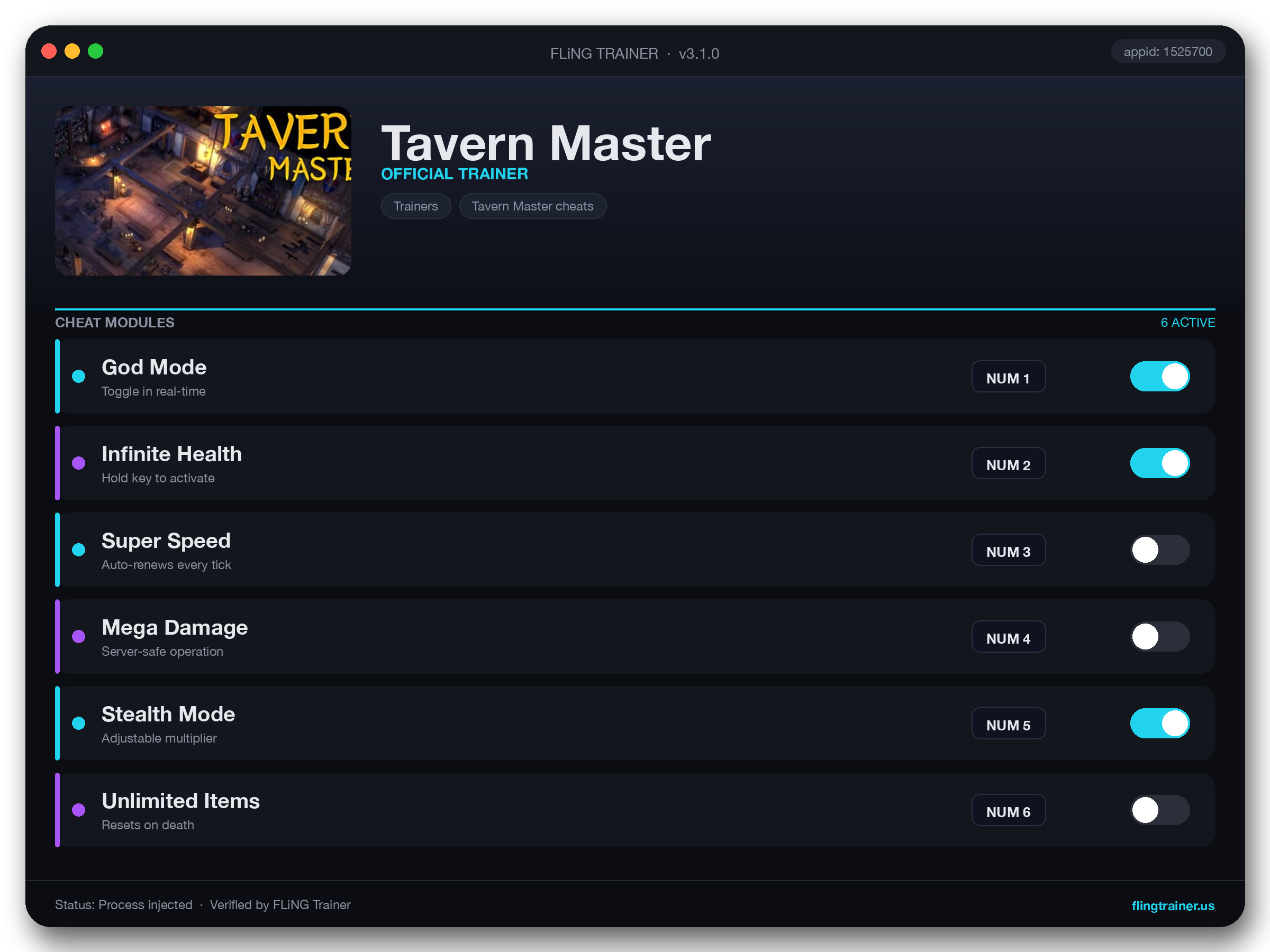 Tavern Master Trainer interface