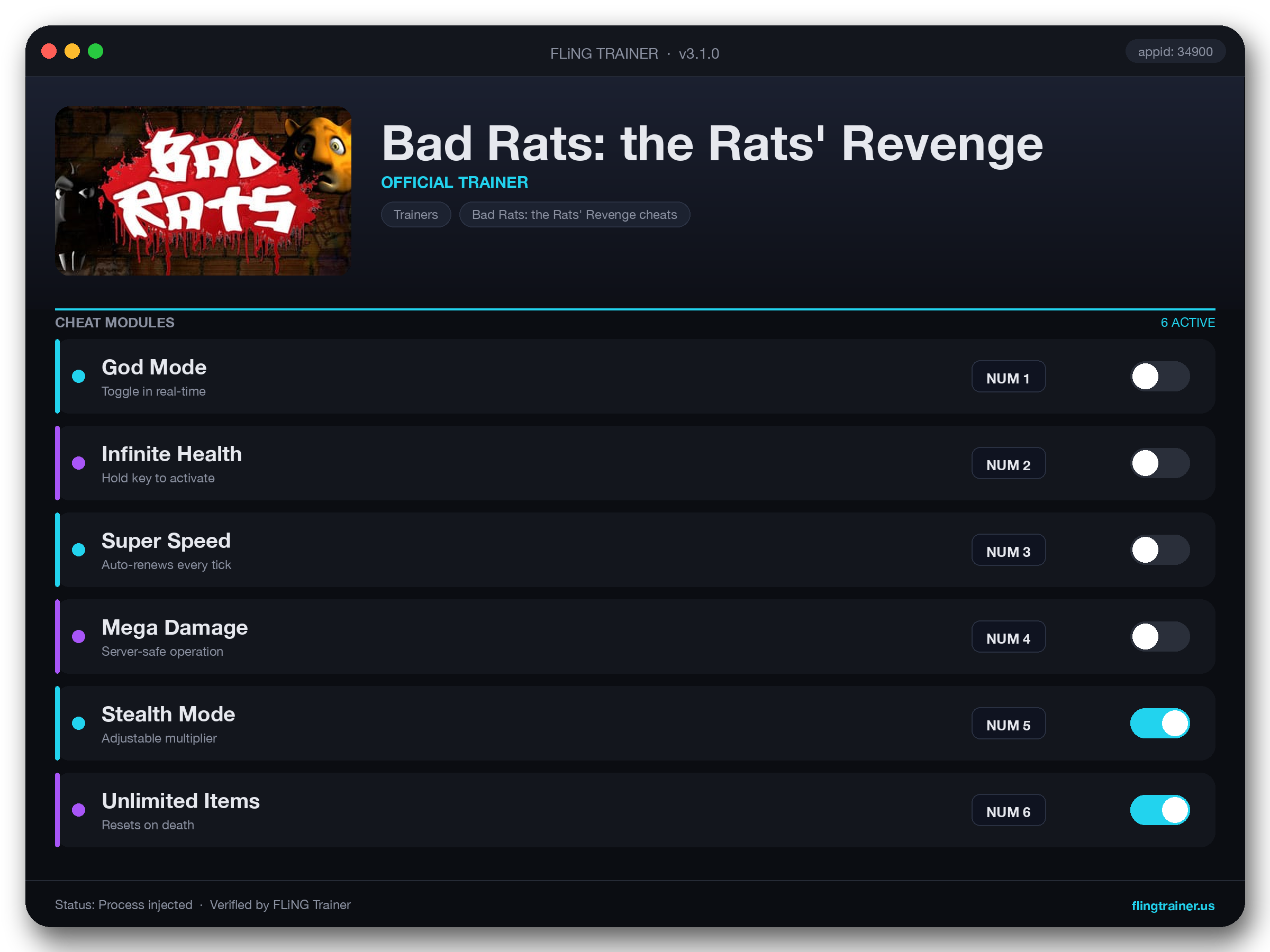 Bad Rats: the Rats' Revenge Trainer interface