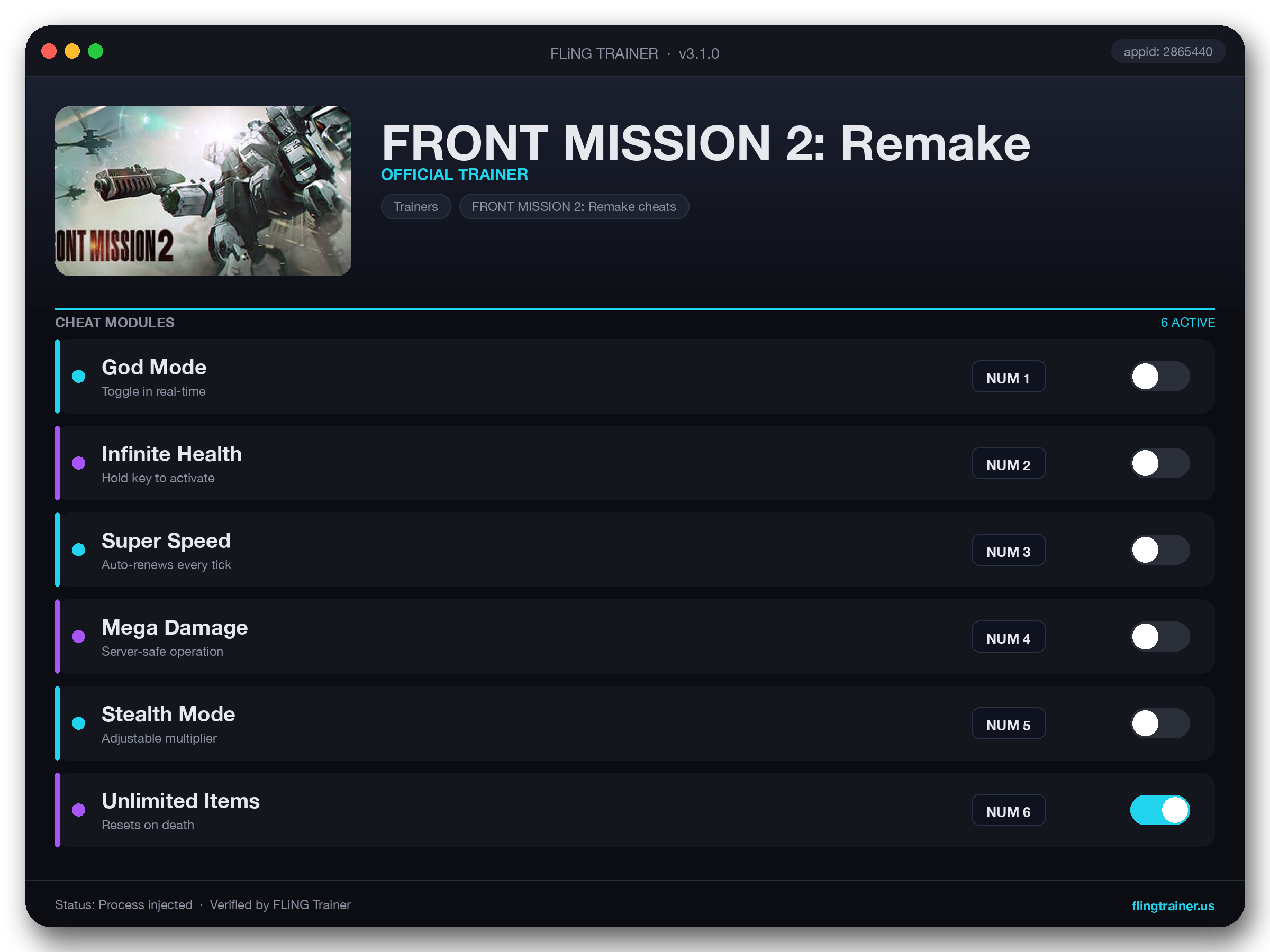 FRONT MISSION 2: Remake Trainer interface