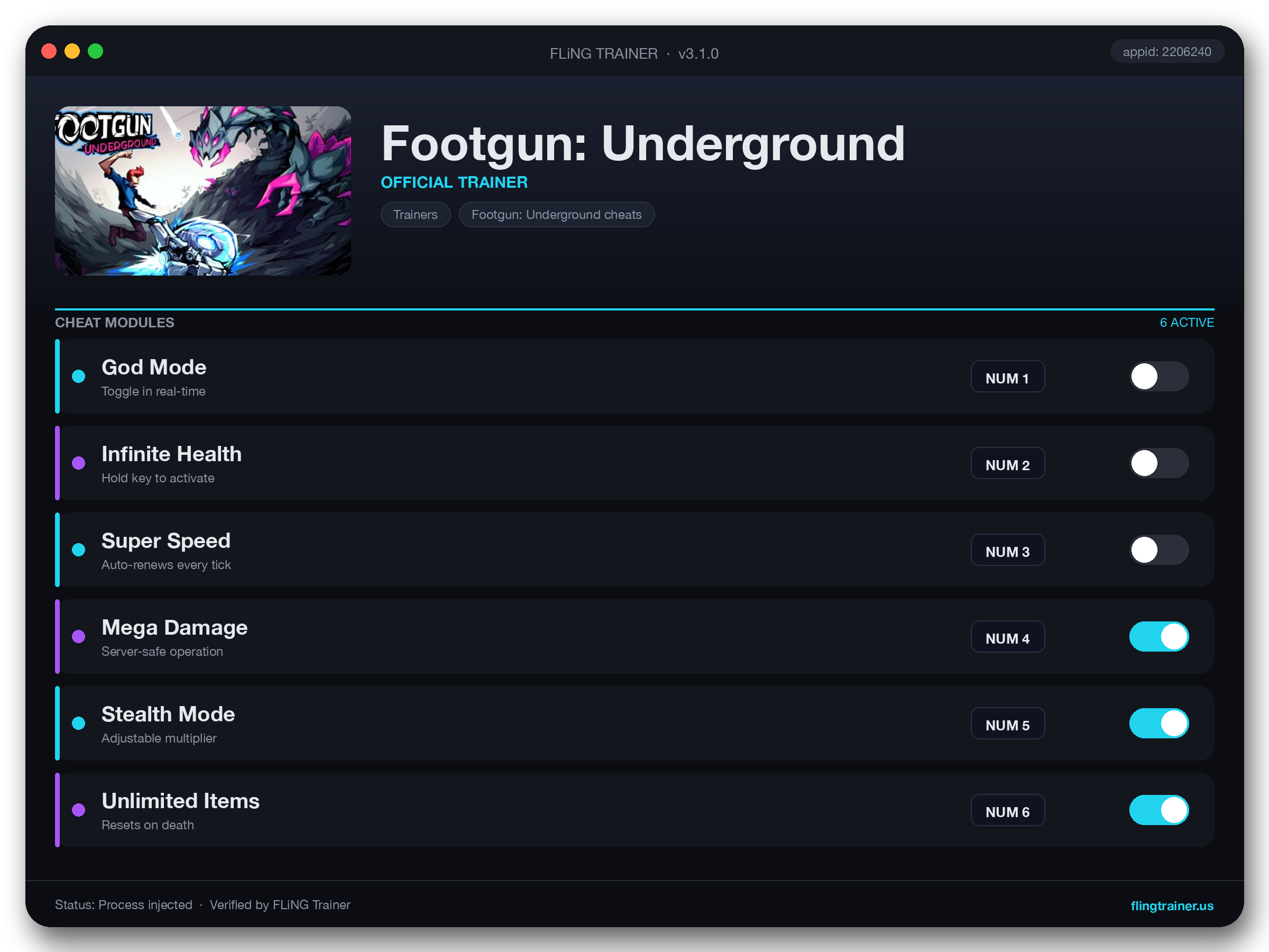 Footgun: Underground Trainer interface