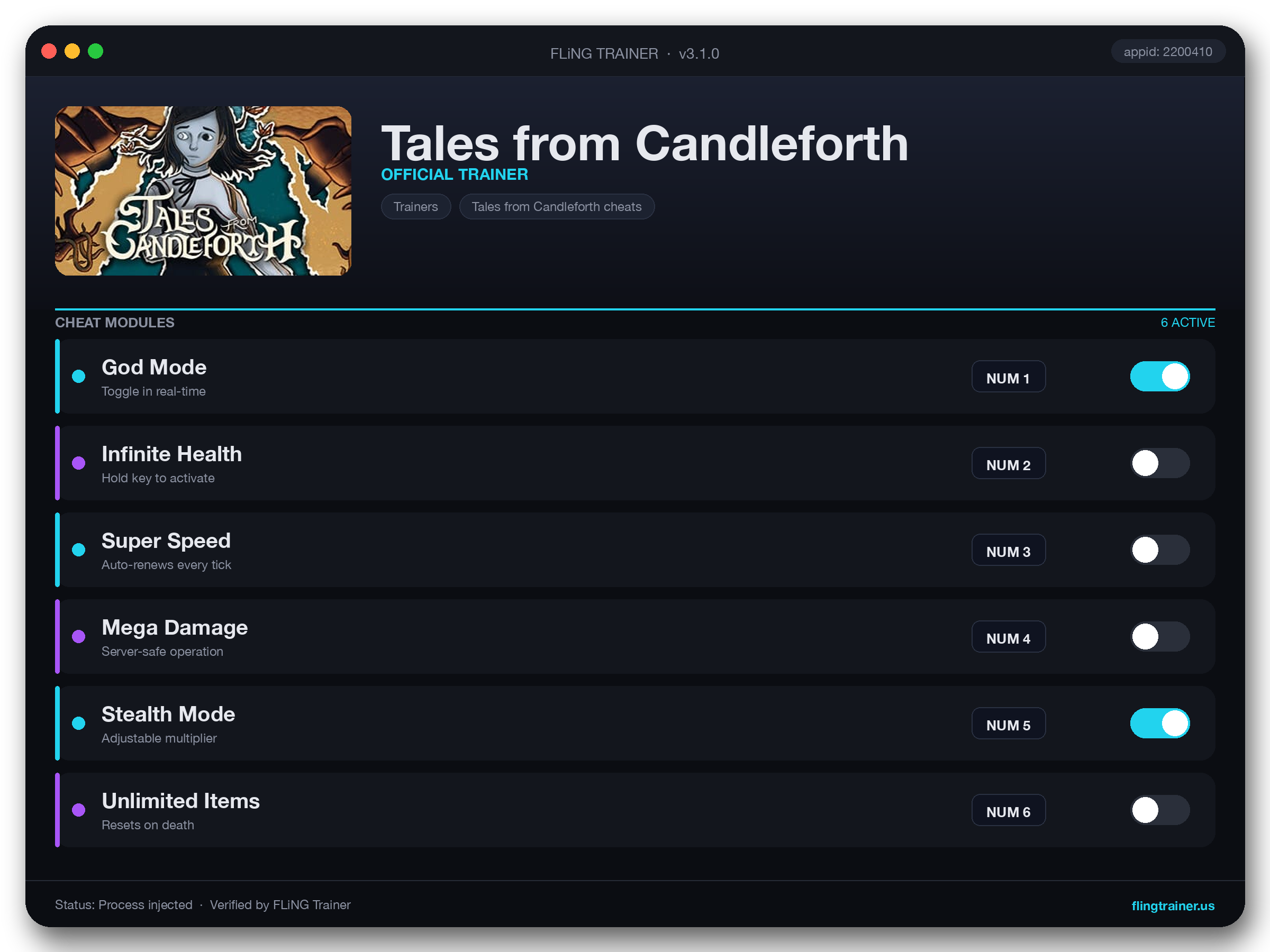 Tales from Candleforth Trainer interface