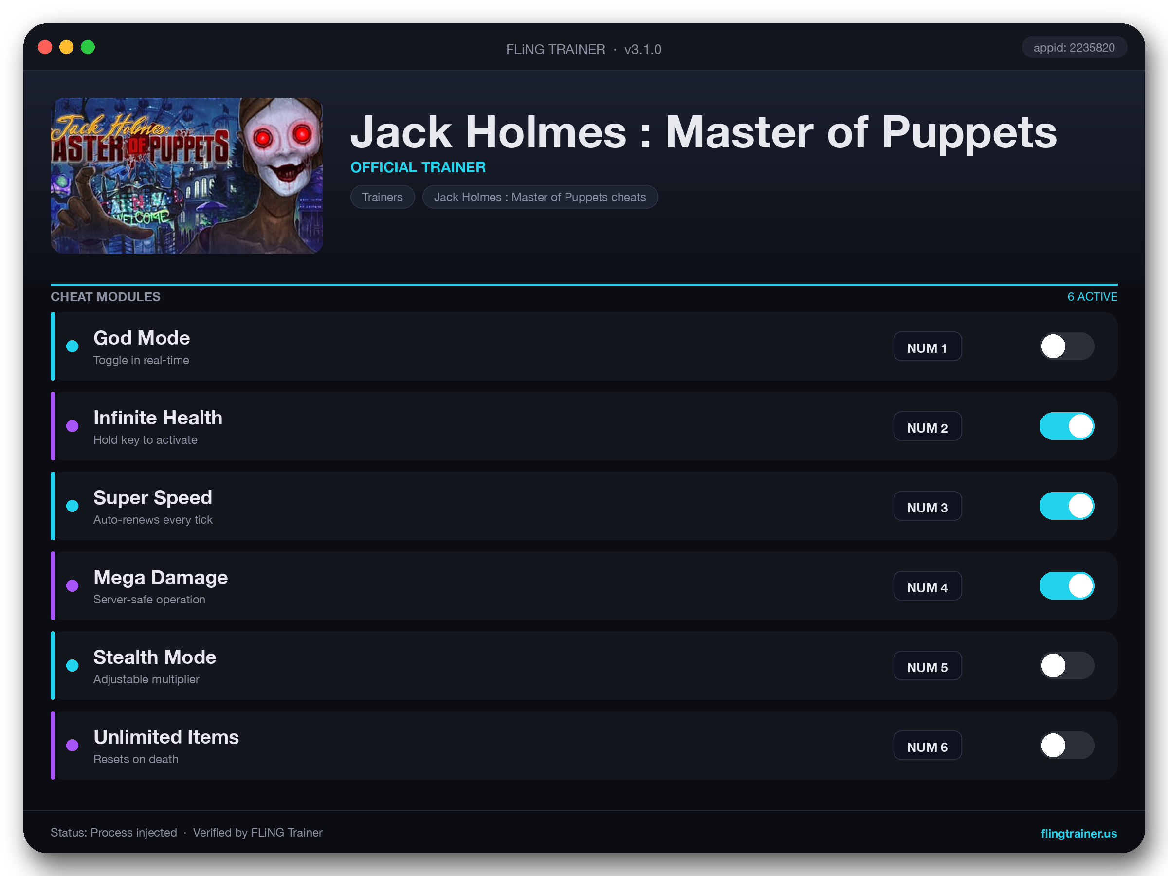 Jack Holmes : Master of Puppets Trainer interface