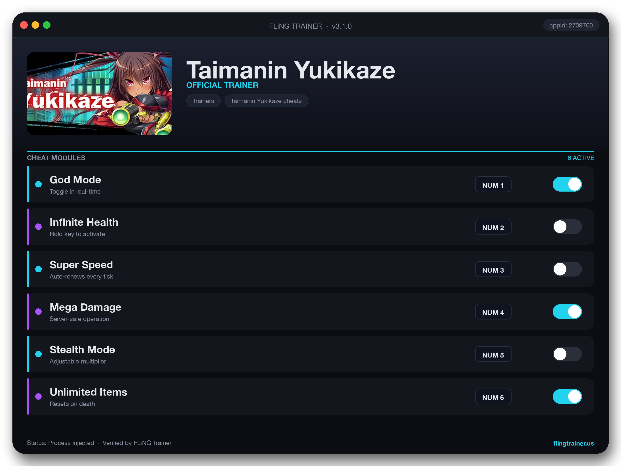 Taimanin Yukikaze Trainer interface