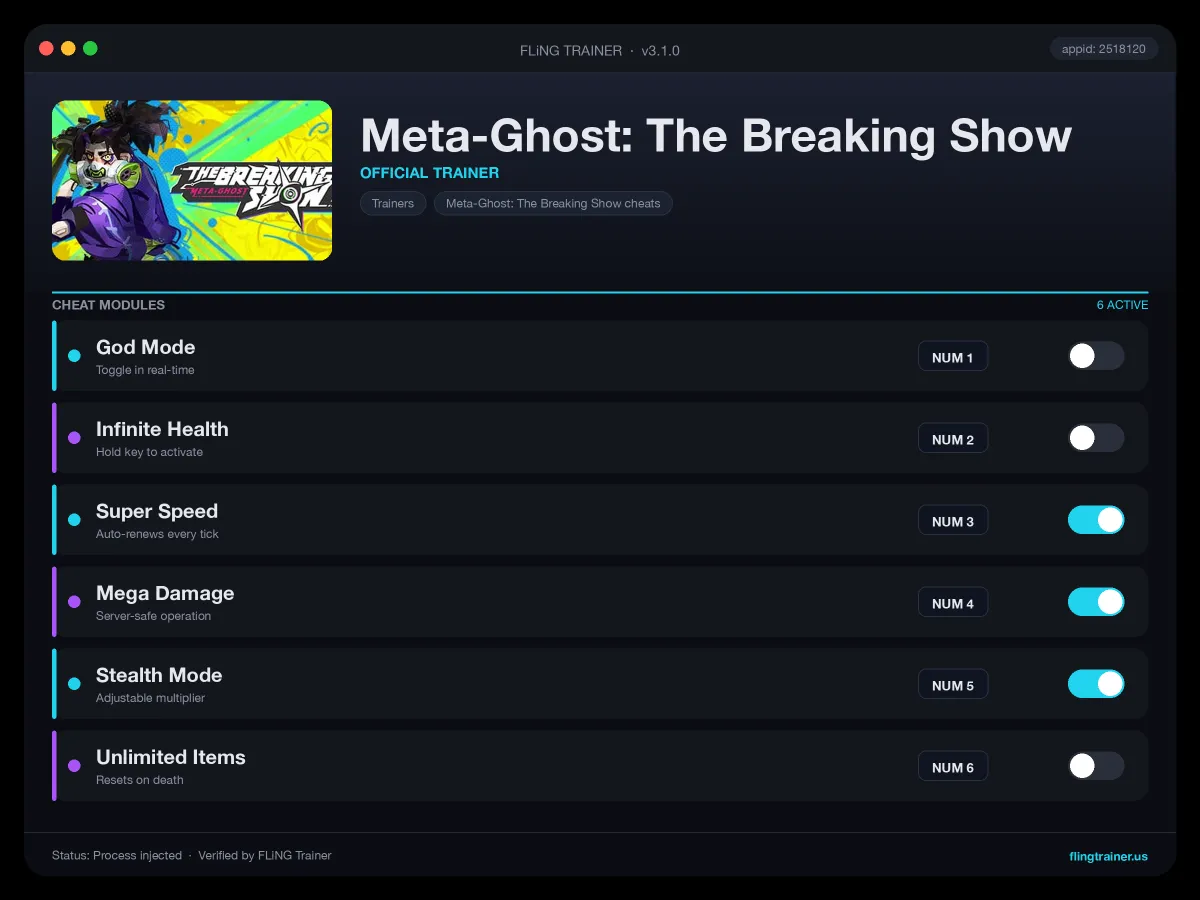 Meta-Ghost: The Breaking Show Trainer interface