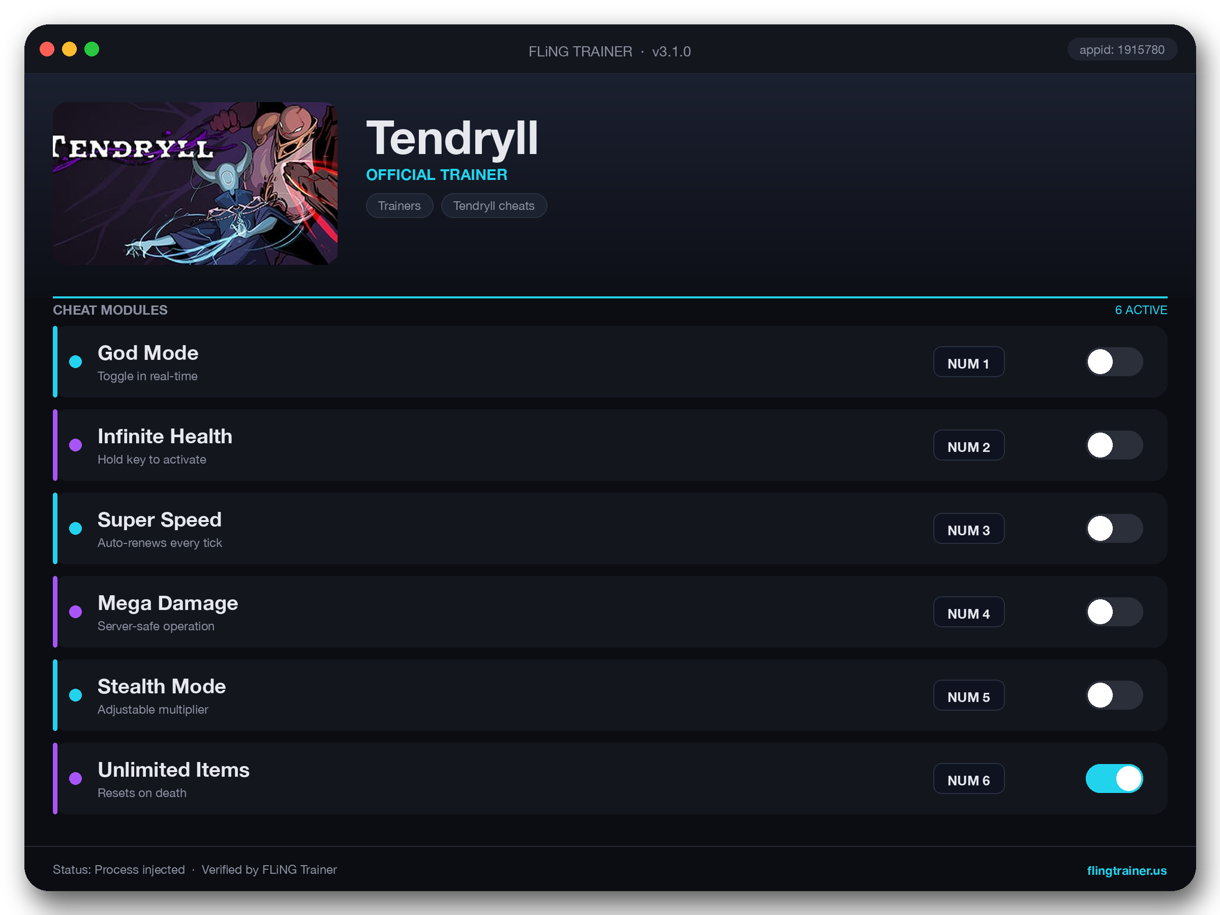 Tendryll Trainer interface