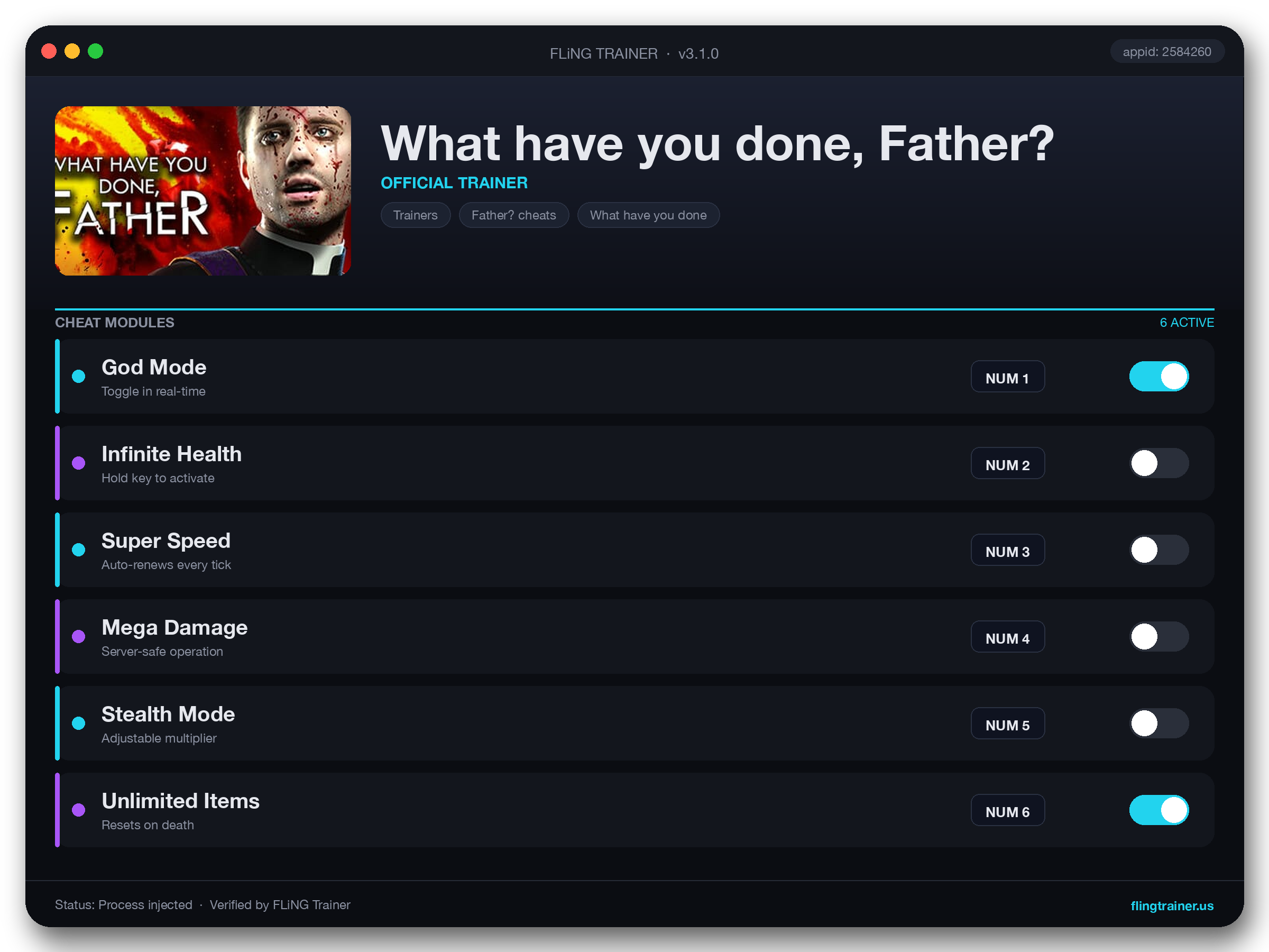 What have you done, Father? Trainer interface