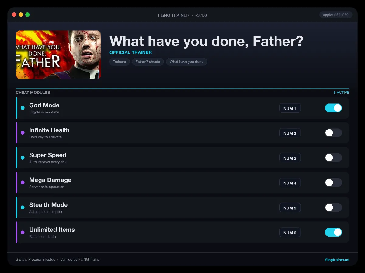 What have you done, Father? Trainer interface