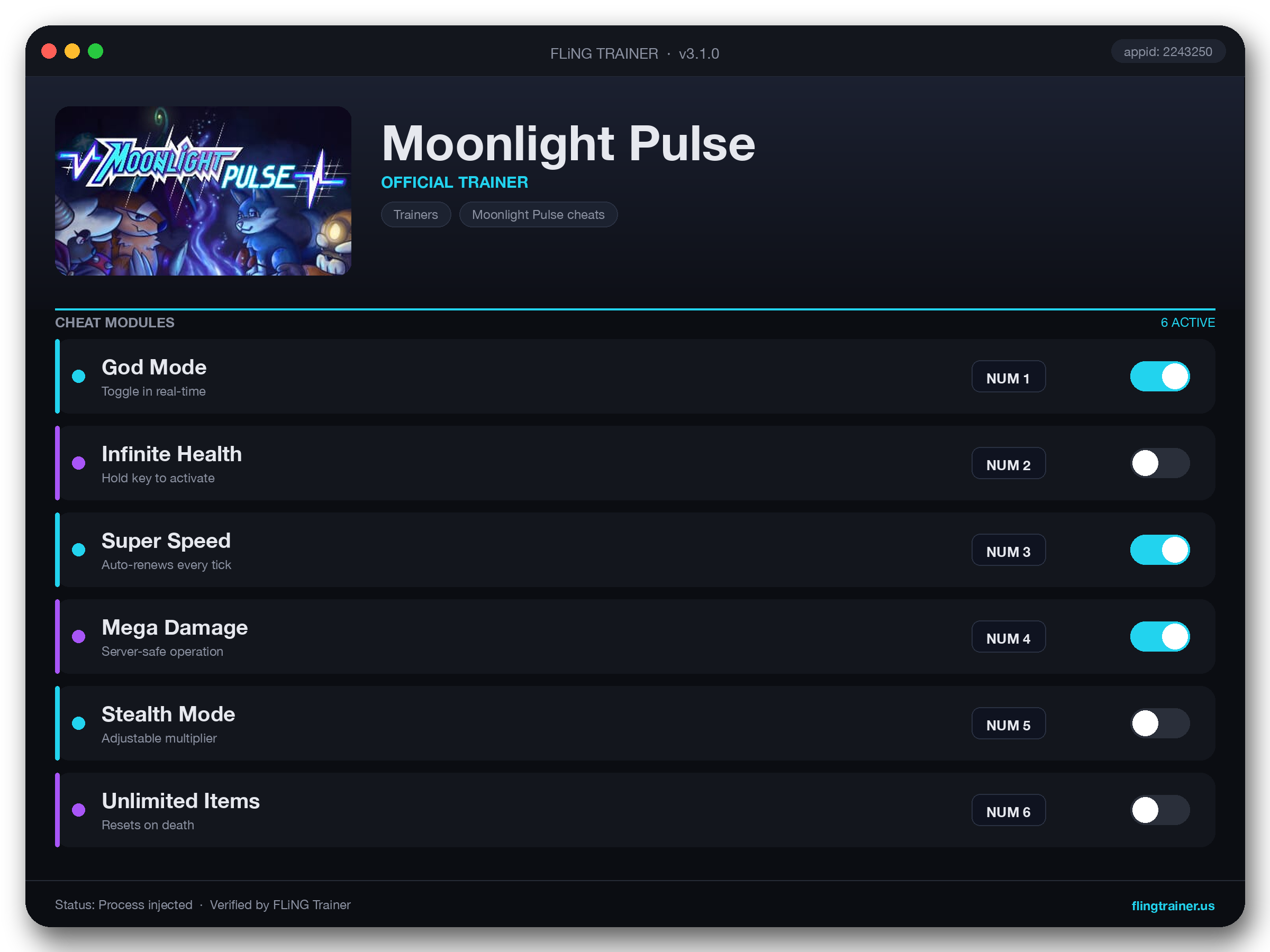 Moonlight Pulse Trainer interface