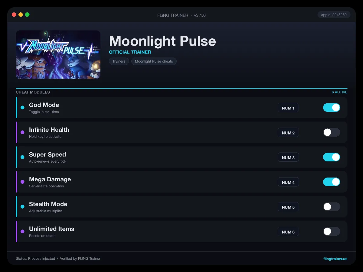 Moonlight Pulse Trainer interface